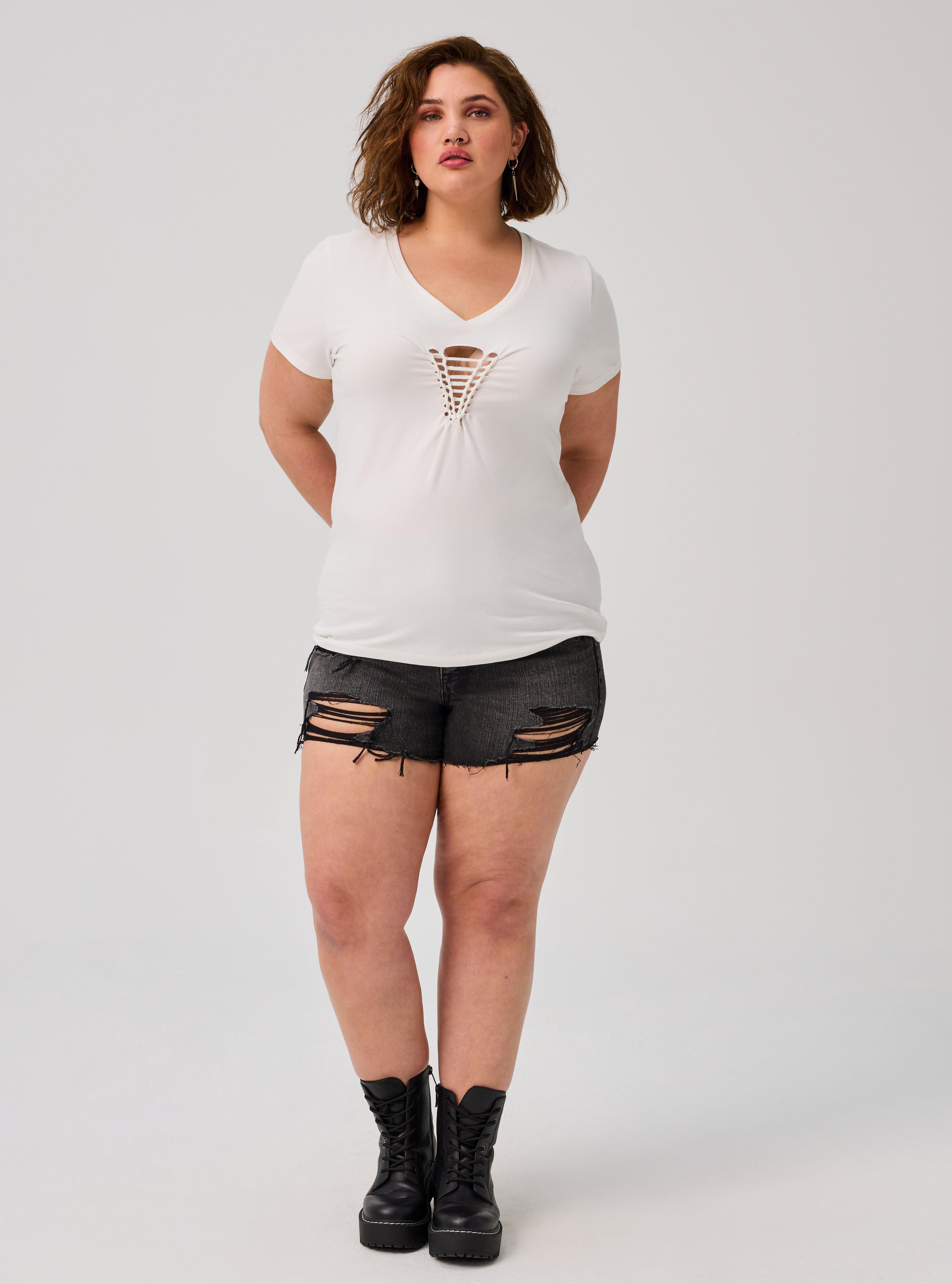 Nightfall Braided V-Neck Tee, BLANC DE BLANC, alternate