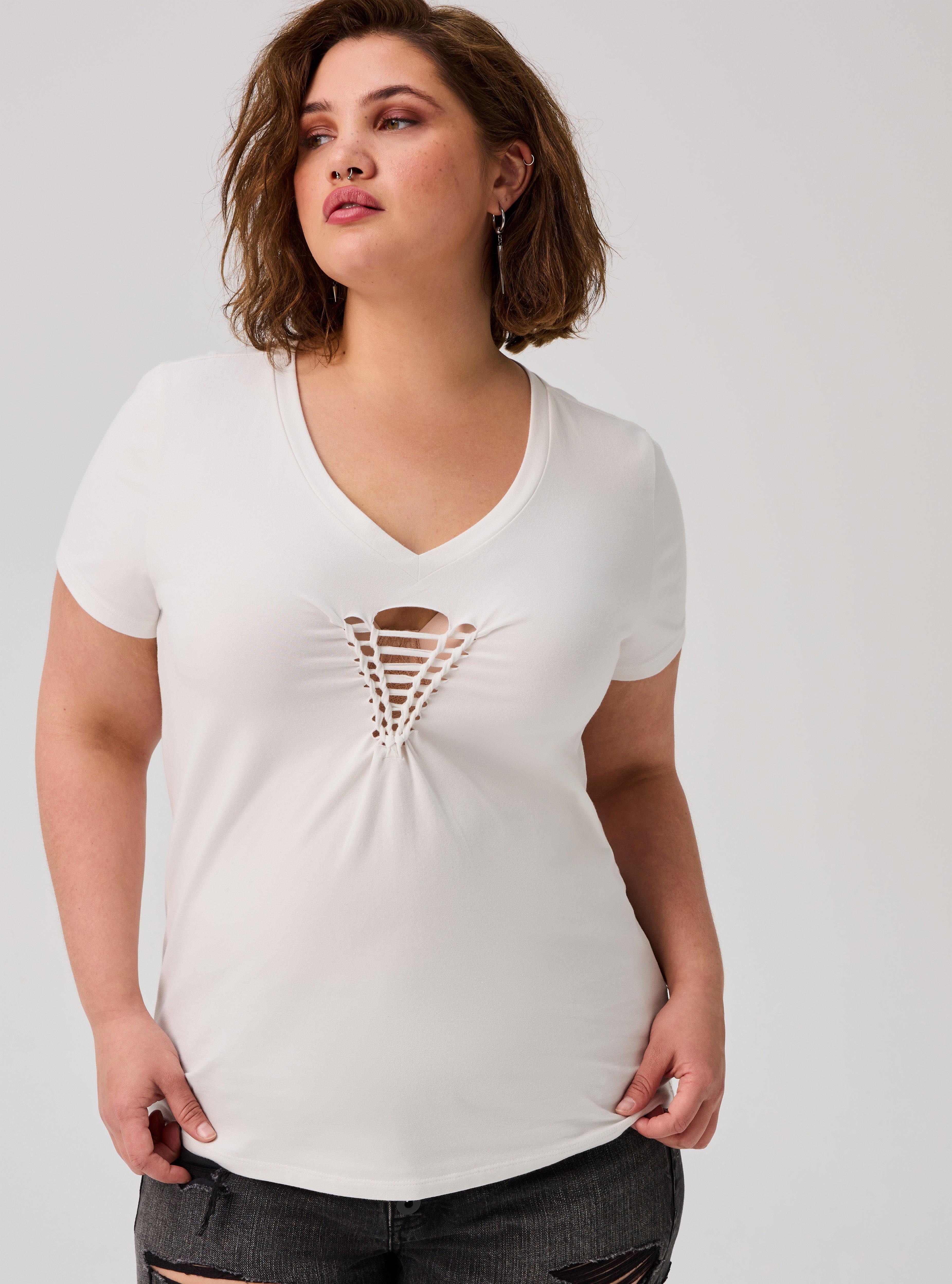 Nightfall Braided V-Neck Tee, BLANC DE BLANC, hi-res