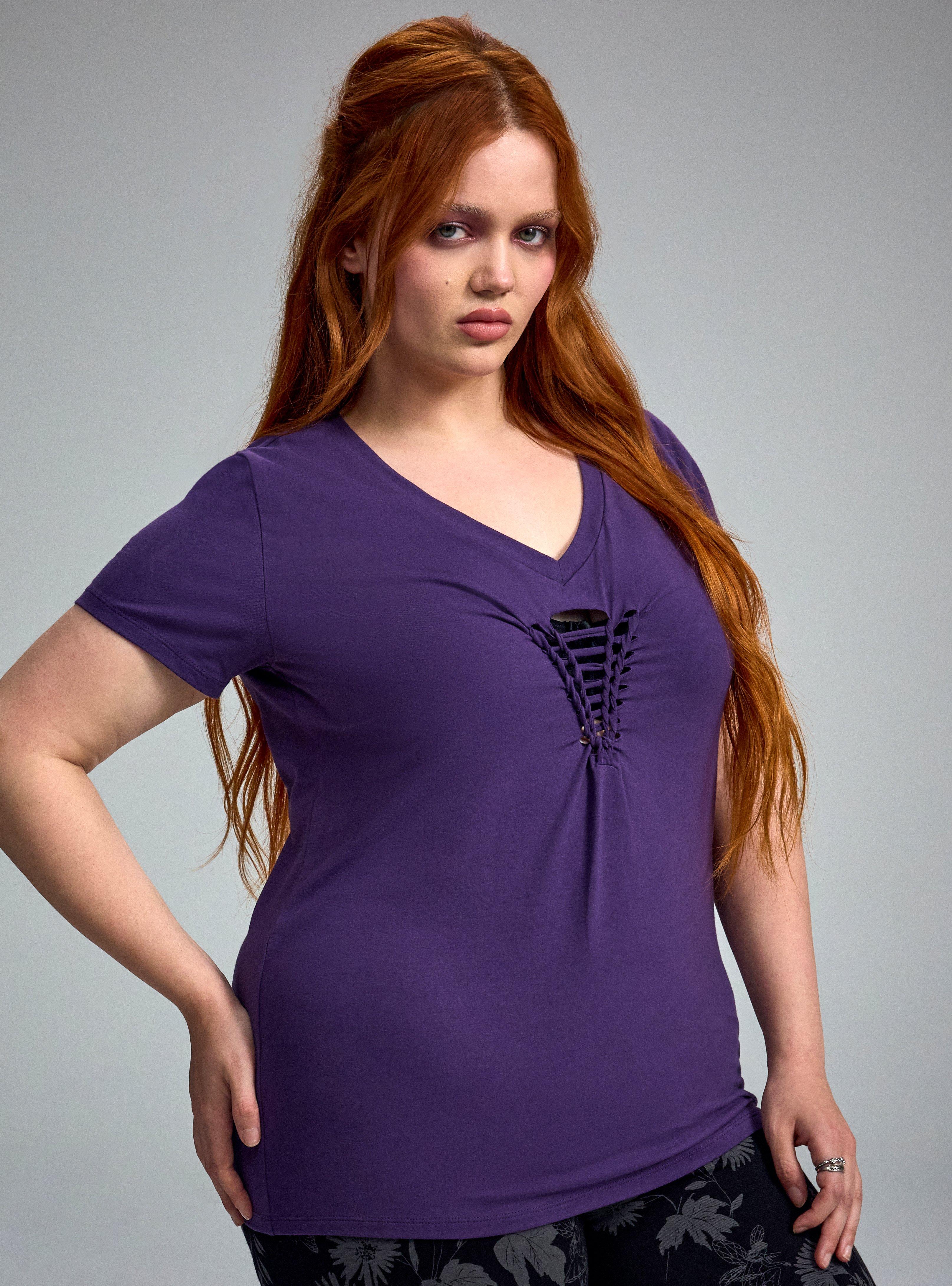 Nightfall Braided V-Neck Tee, GOTHIC GRAPE, alternate