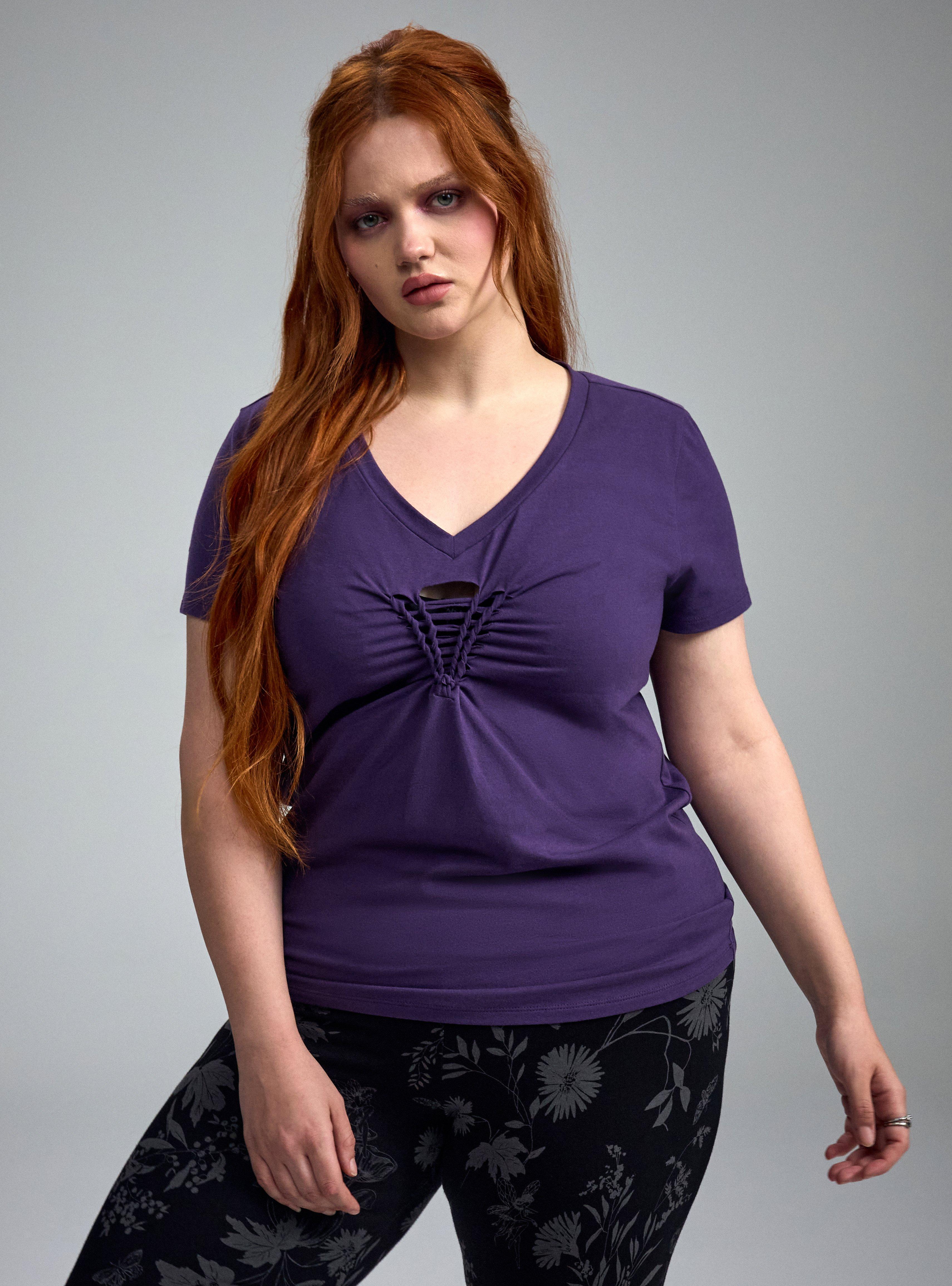 Nightfall Braided V-Neck Tee, GOTHIC GRAPE, alternate