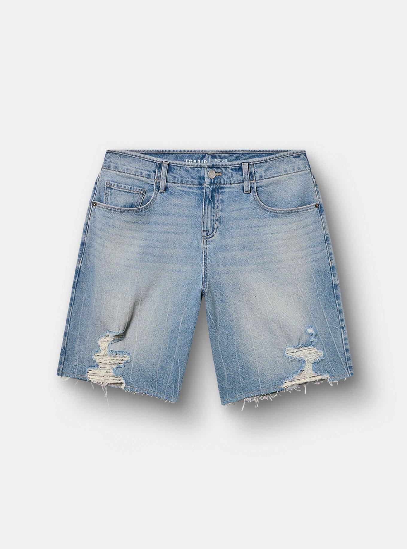 Baggy Denim Jort, HOT TODDY, flat