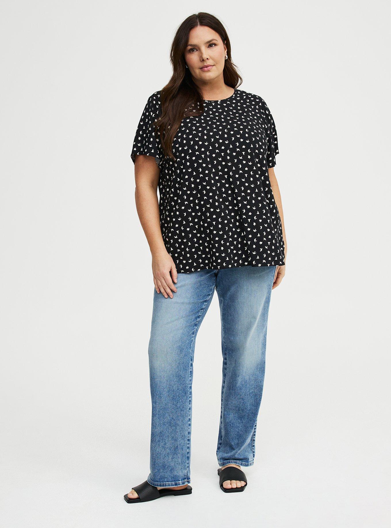 Abbey Challis Top, FLY BIRDS DEEP BLACK, alternate