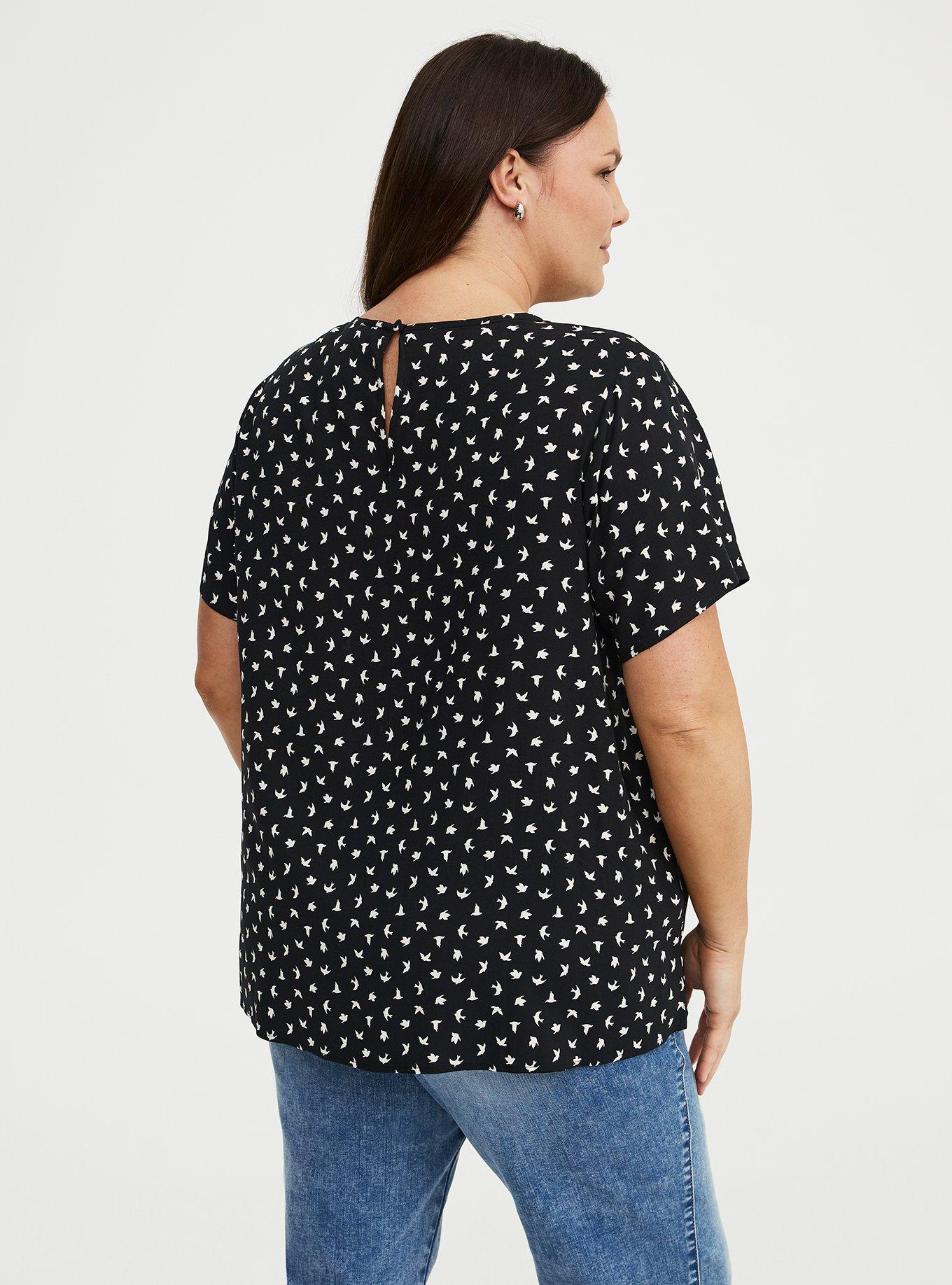 Abbey Challis Top, FLY BIRDS DEEP BLACK, alternate