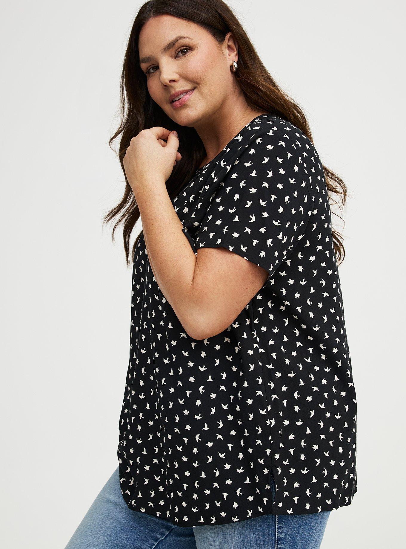 Abbey Challis Top, FLY BIRDS DEEP BLACK, alternate