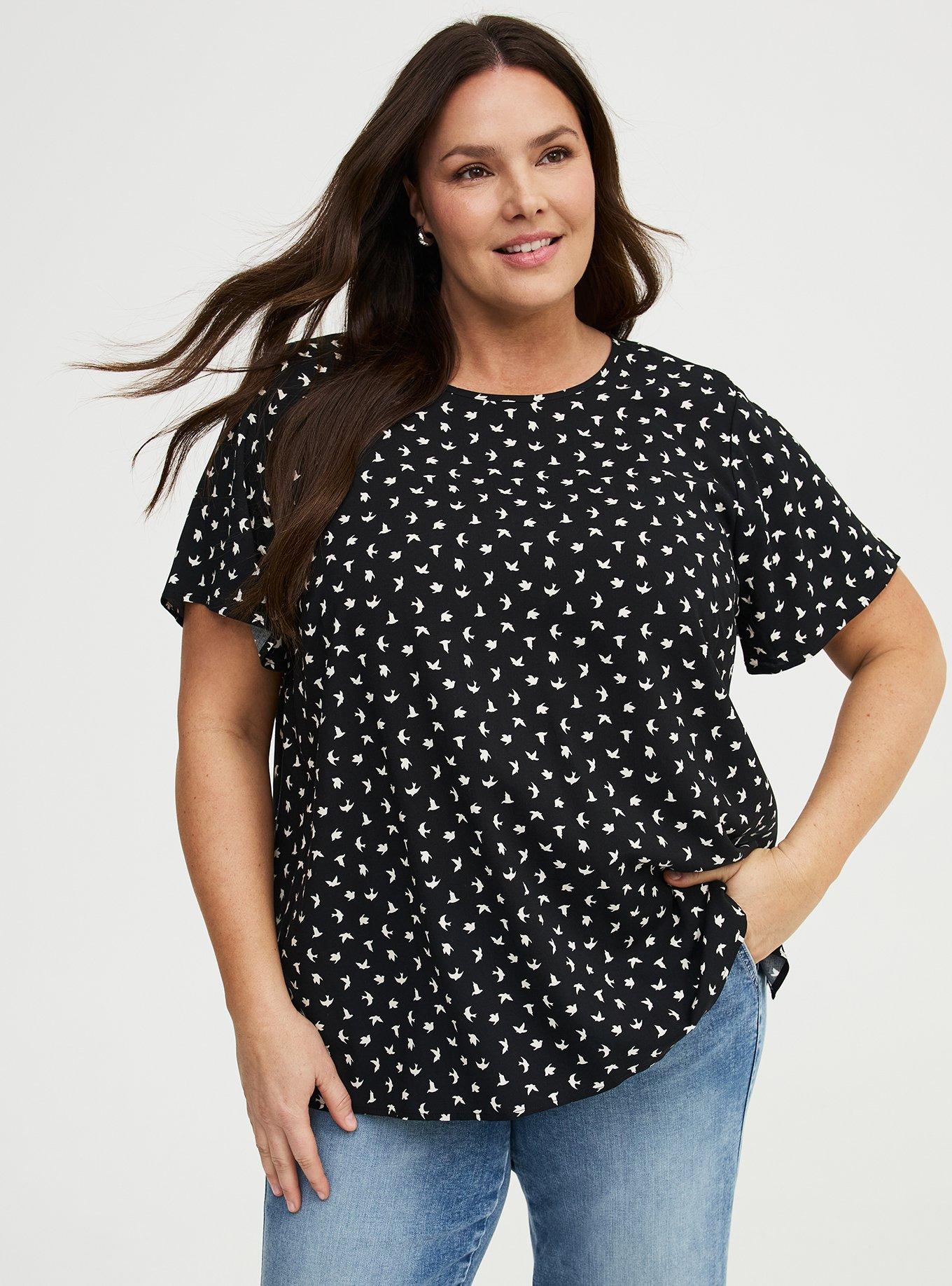 Abbey Challis Top, FLY BIRDS DEEP BLACK, hi-res
