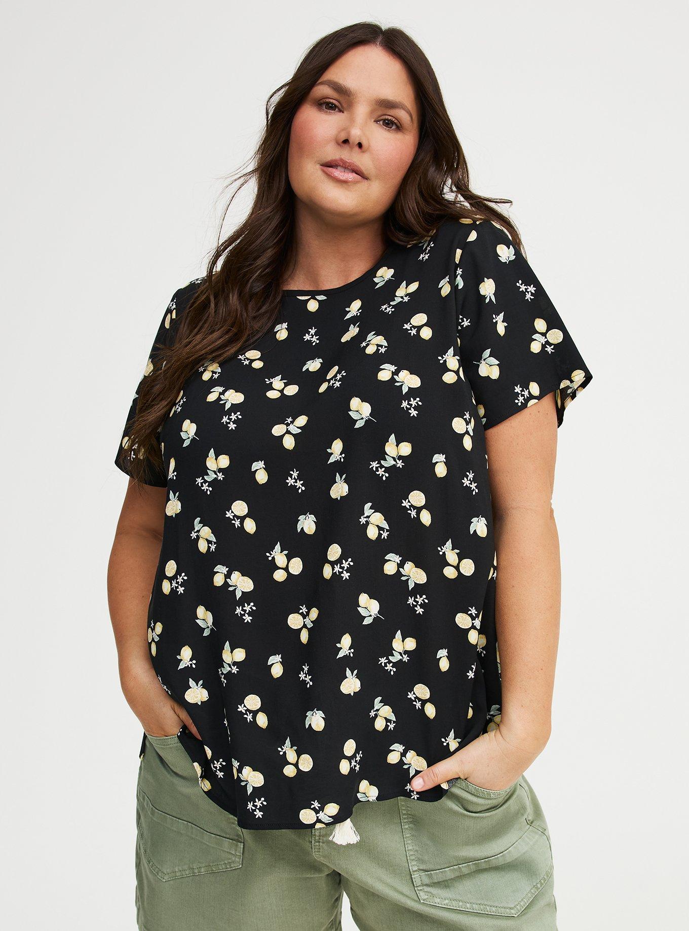 Abbey Challis Top, LOTTA LEMONS BLACK, hi-res
