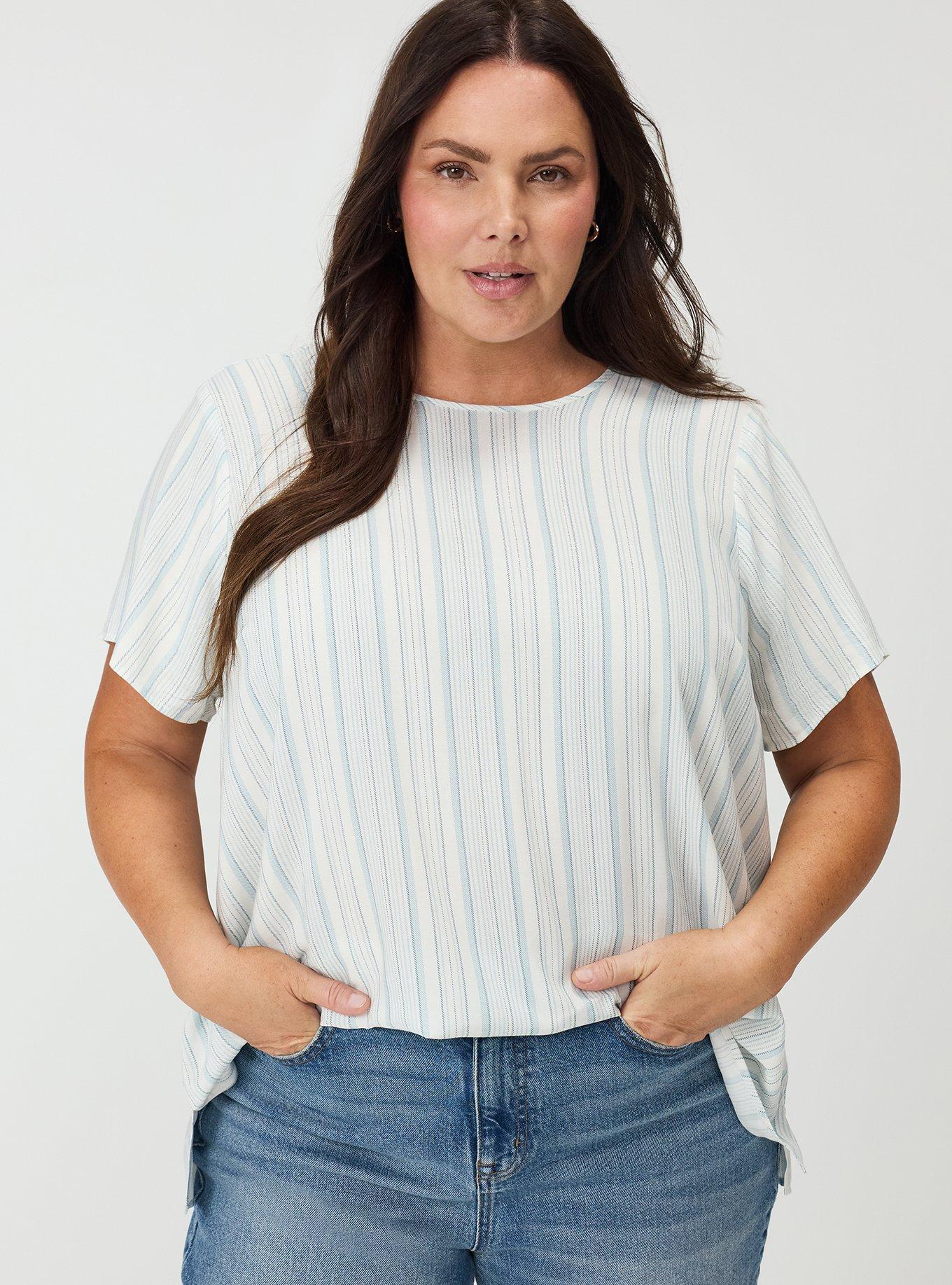 Abbey Challis Top, HEATHER STRIPE BLUE, alternate