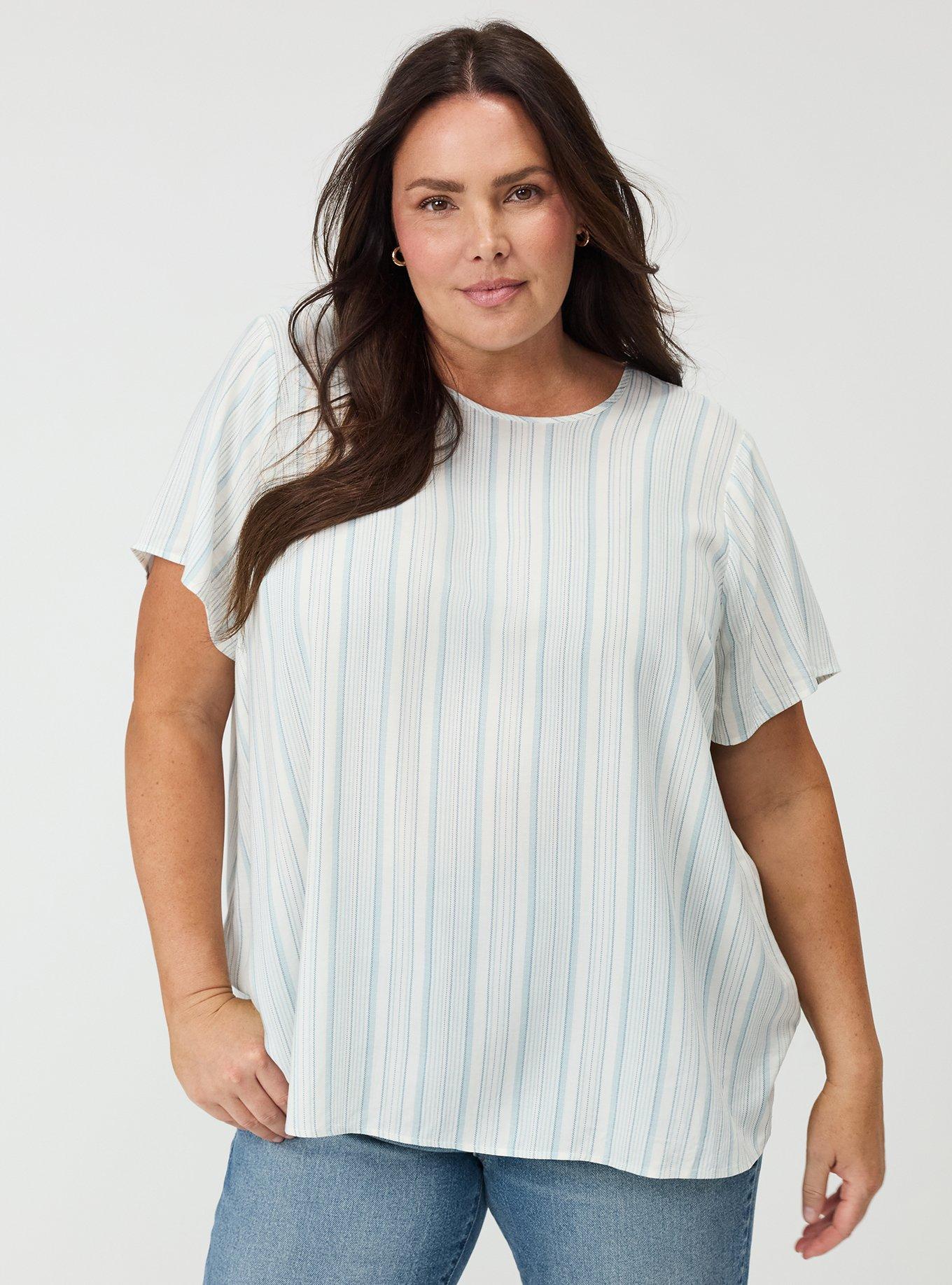 Abbey Challis Top, HEATHER STRIPE BLUE, hi-res