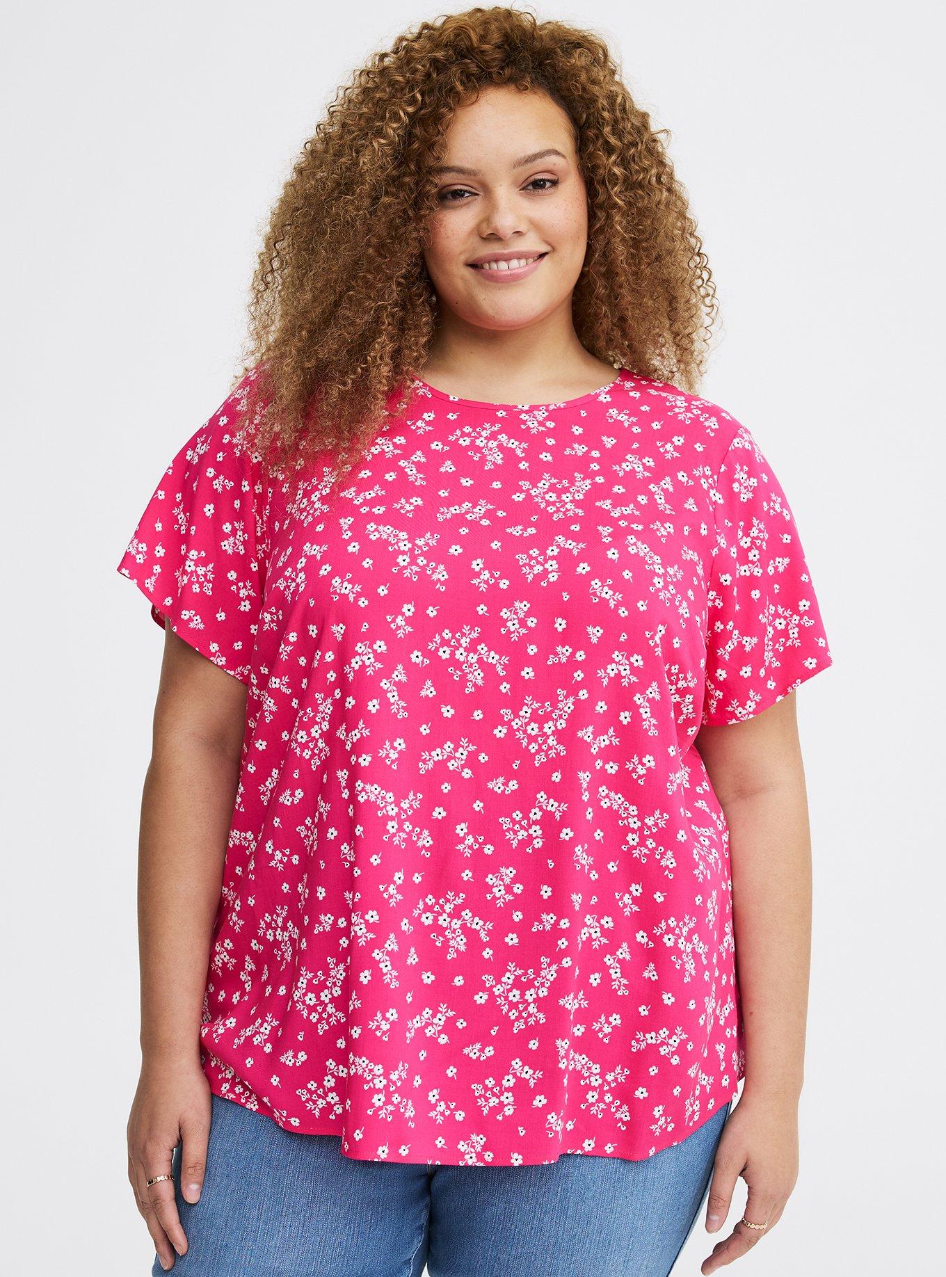 Abbey Challis Top, CLASSIC DITSY FLORAL BEETROOT PURPLE, hi-res