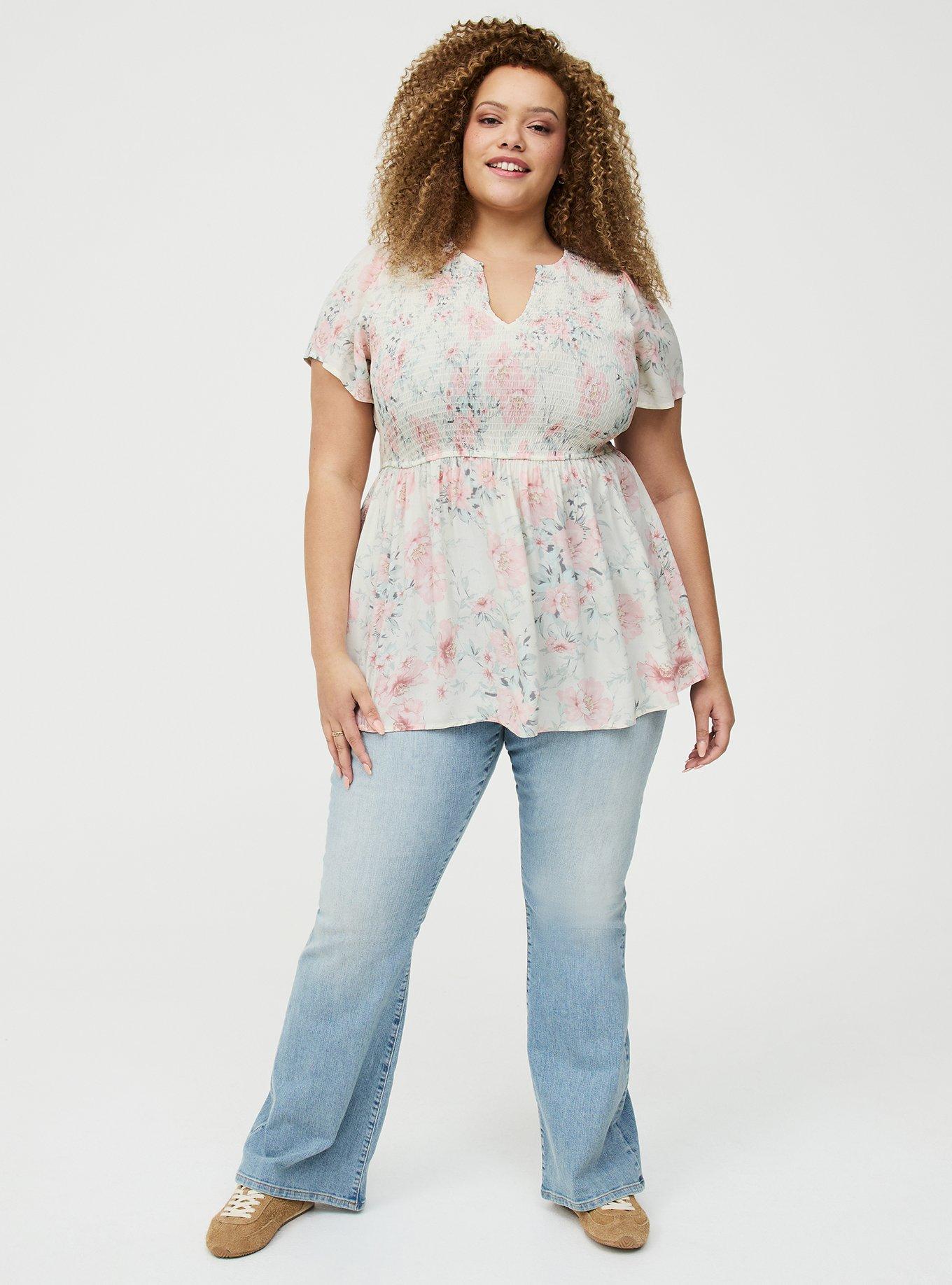 Flutter Sleeve Smocked Babydoll Top, LOLLA FLORAL IVORY, alternate