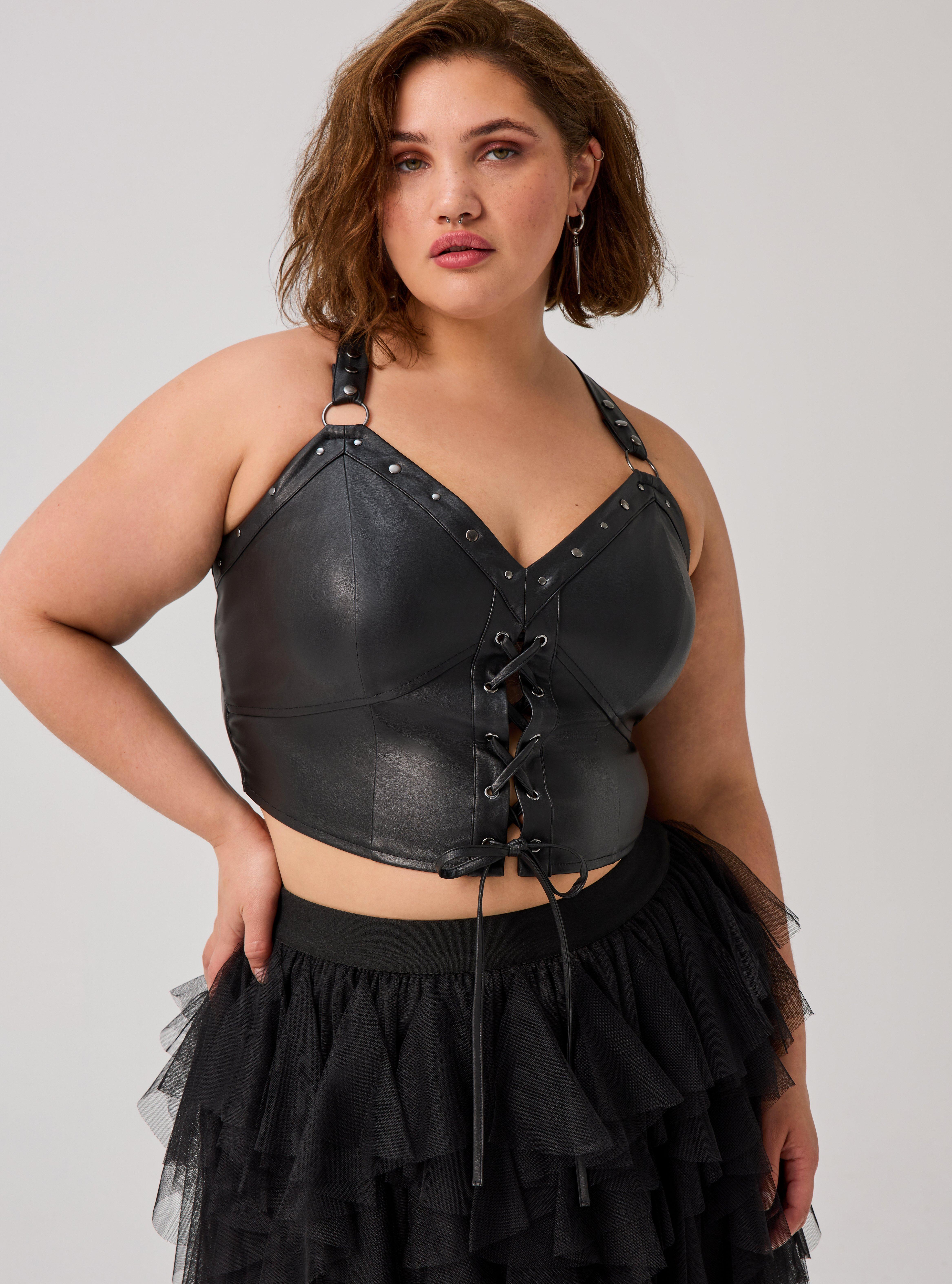 Nightfall Lace-Up Crop Top, DEEP BLACK, alternate