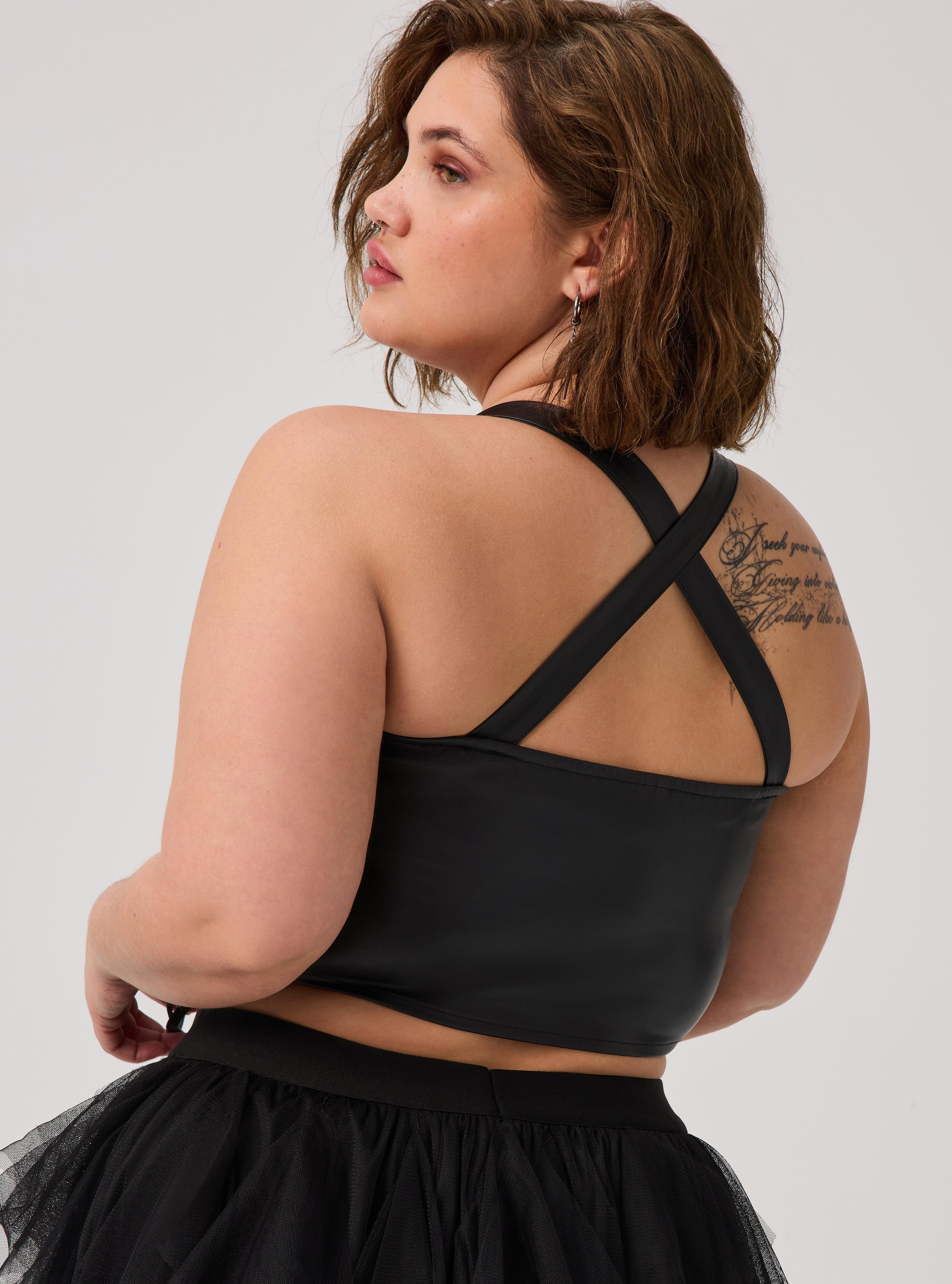 Nightfall Lace-Up Crop Top, DEEP BLACK, alternate