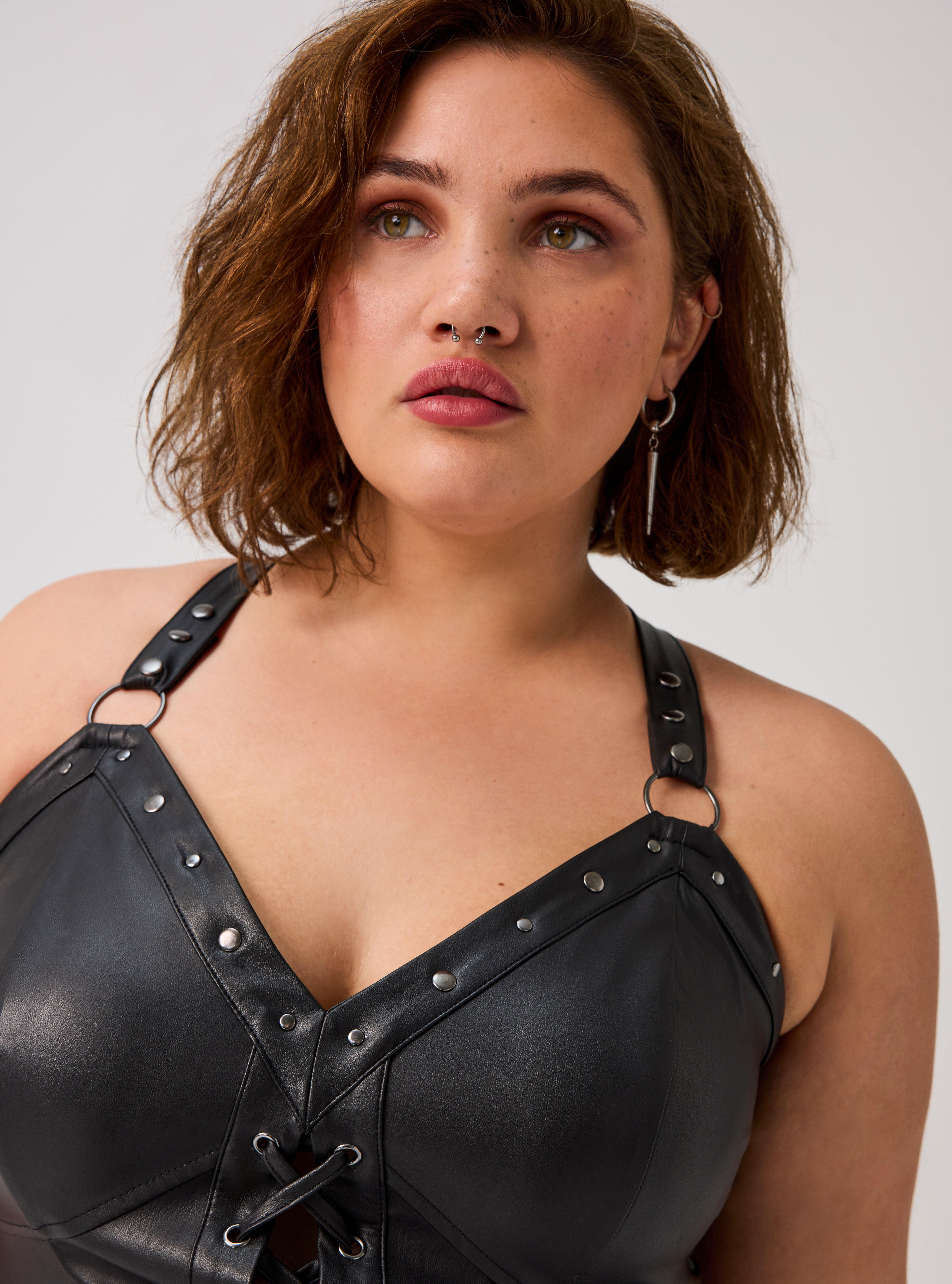 Nightfall Lace-Up Crop Top, DEEP BLACK, alternate