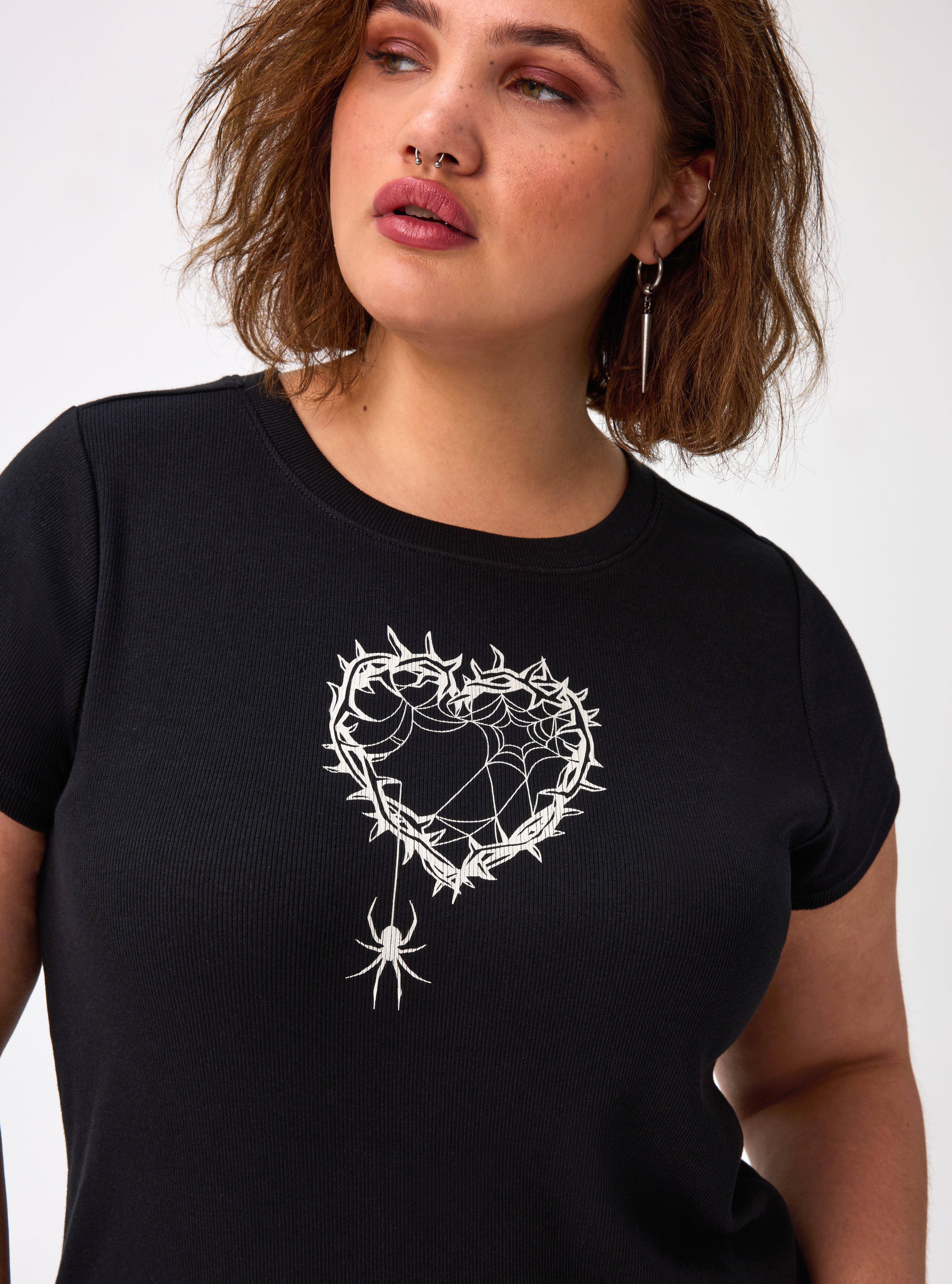 NIGHTFALL CREW NECK BABY TEE, THORNED HEART SPIDER, alternate