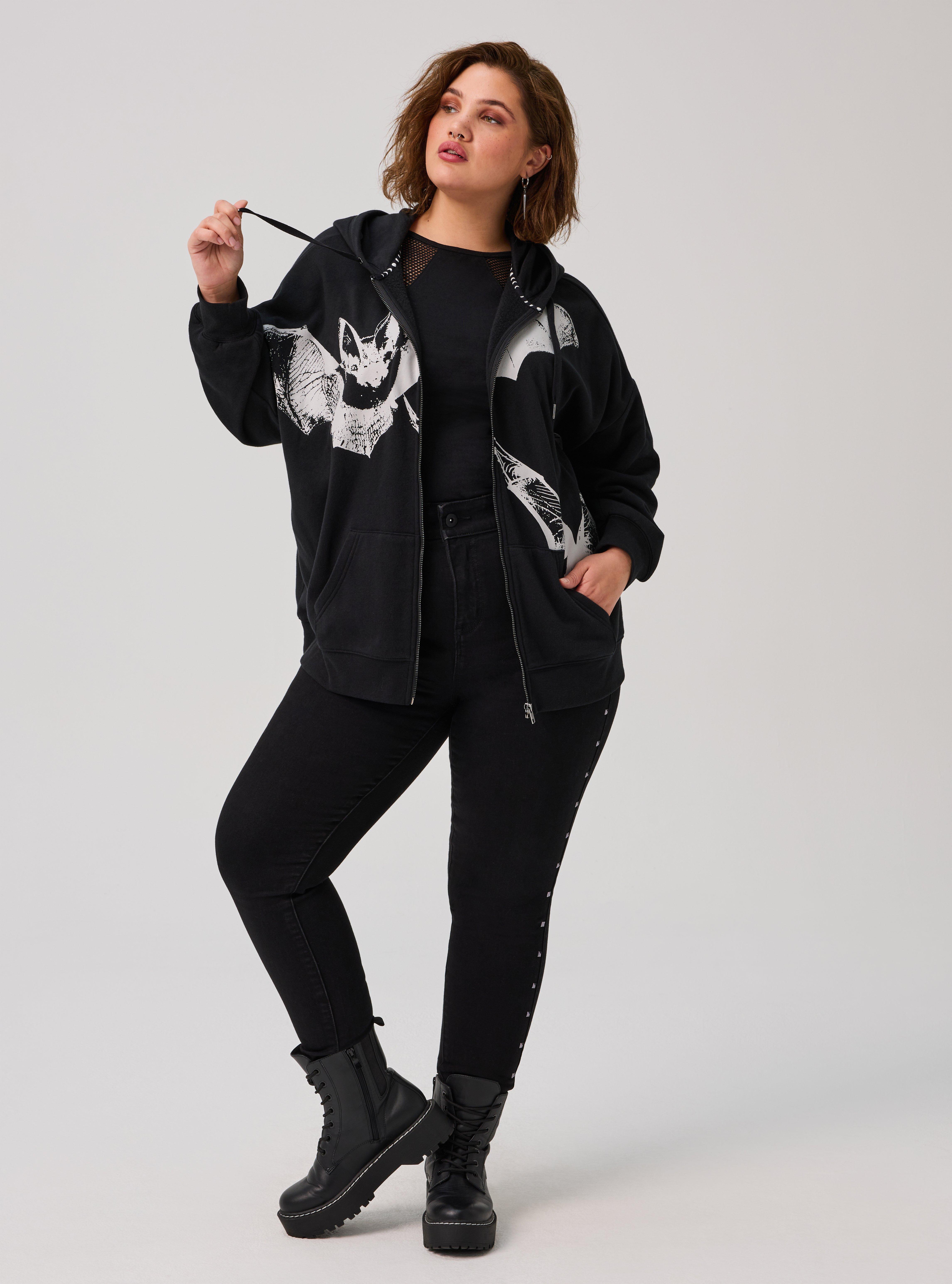 Nightfall Fleece Zip-Up Hoodie, BATS DEEP BLACK, alternate