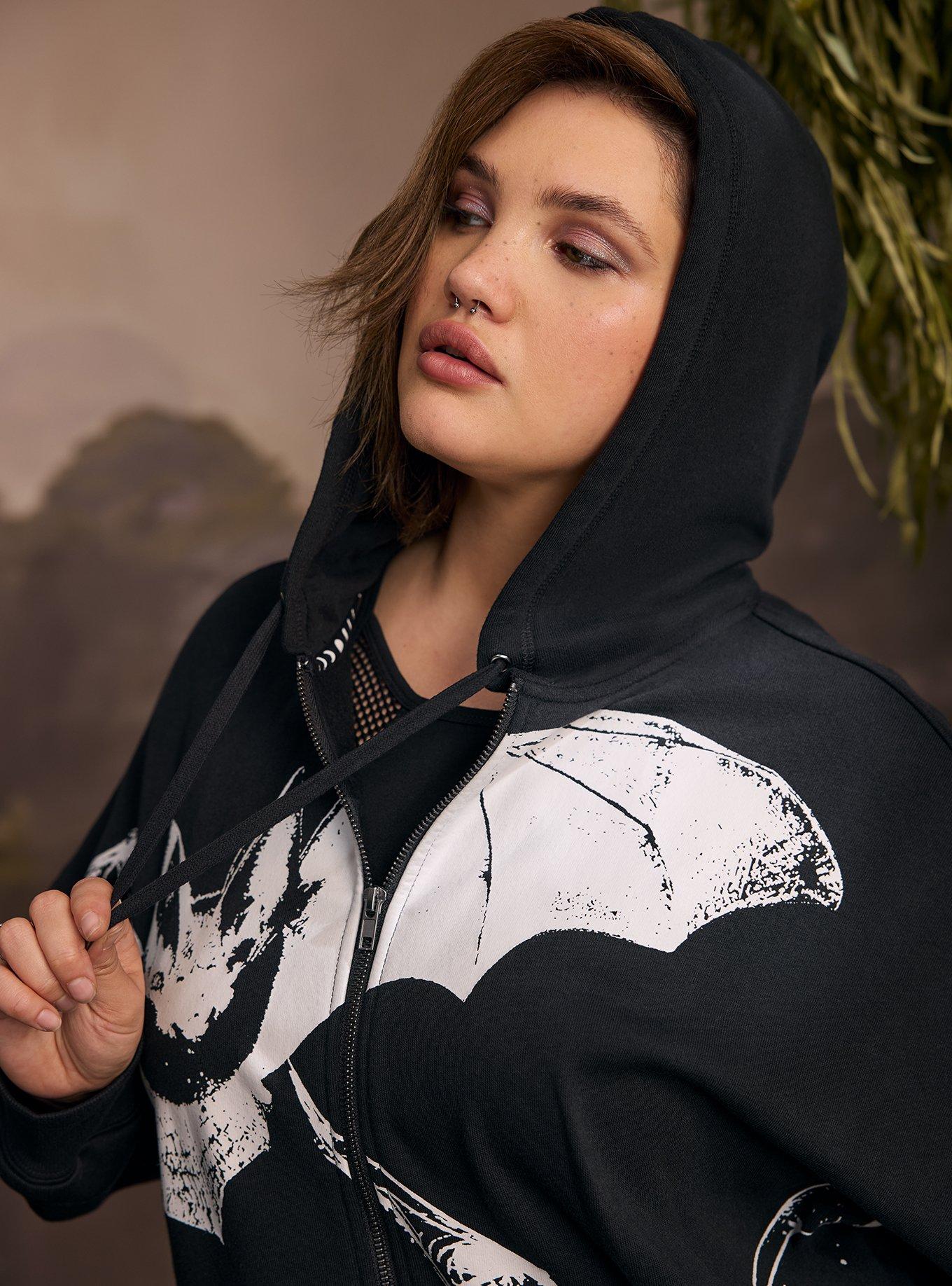 Nightfall Fleece Zip-Up Hoodie, BATS DEEP BLACK, alternate