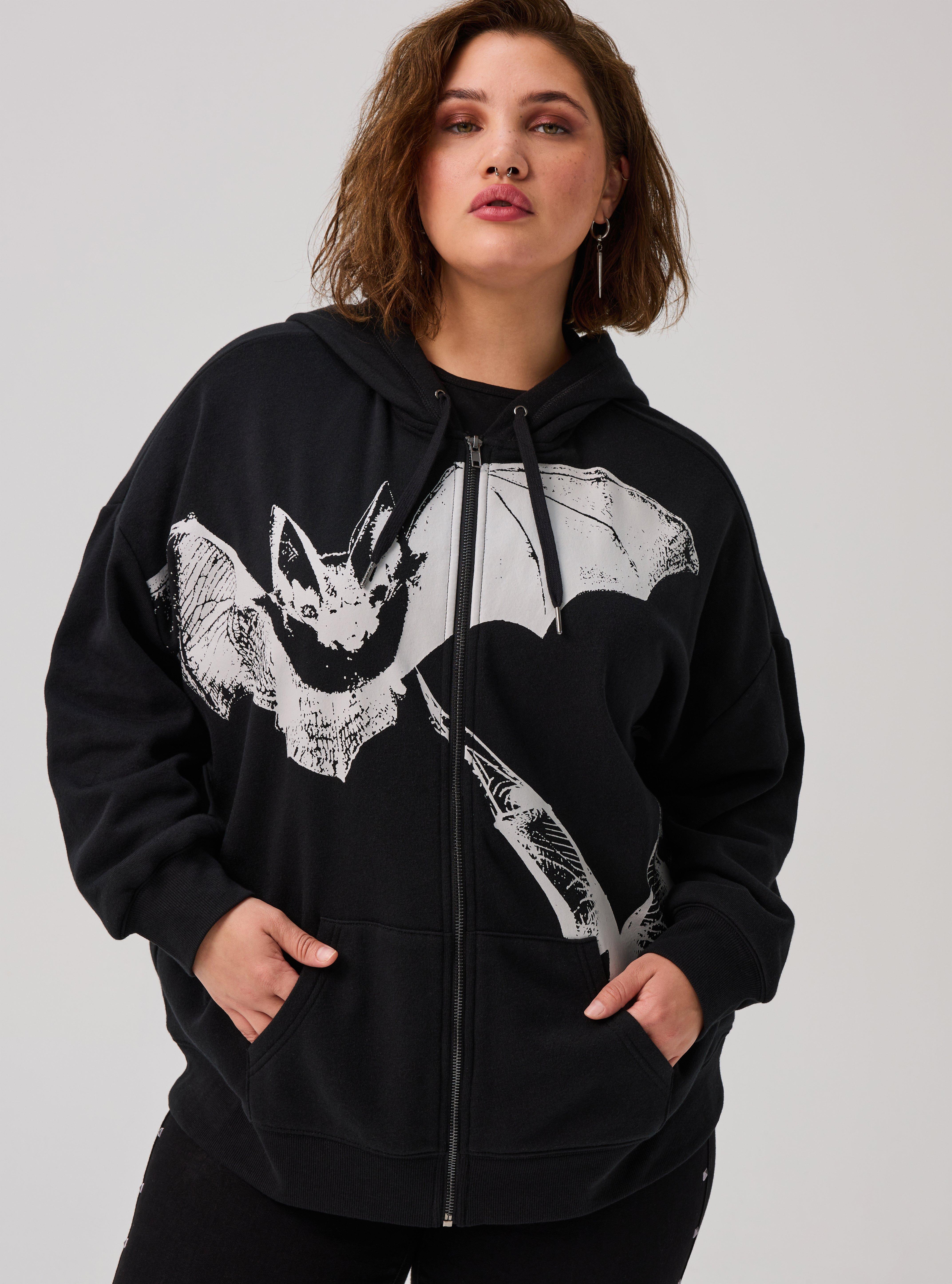 Nightfall Fleece Zip-Up Hoodie, BATS DEEP BLACK, hi-res