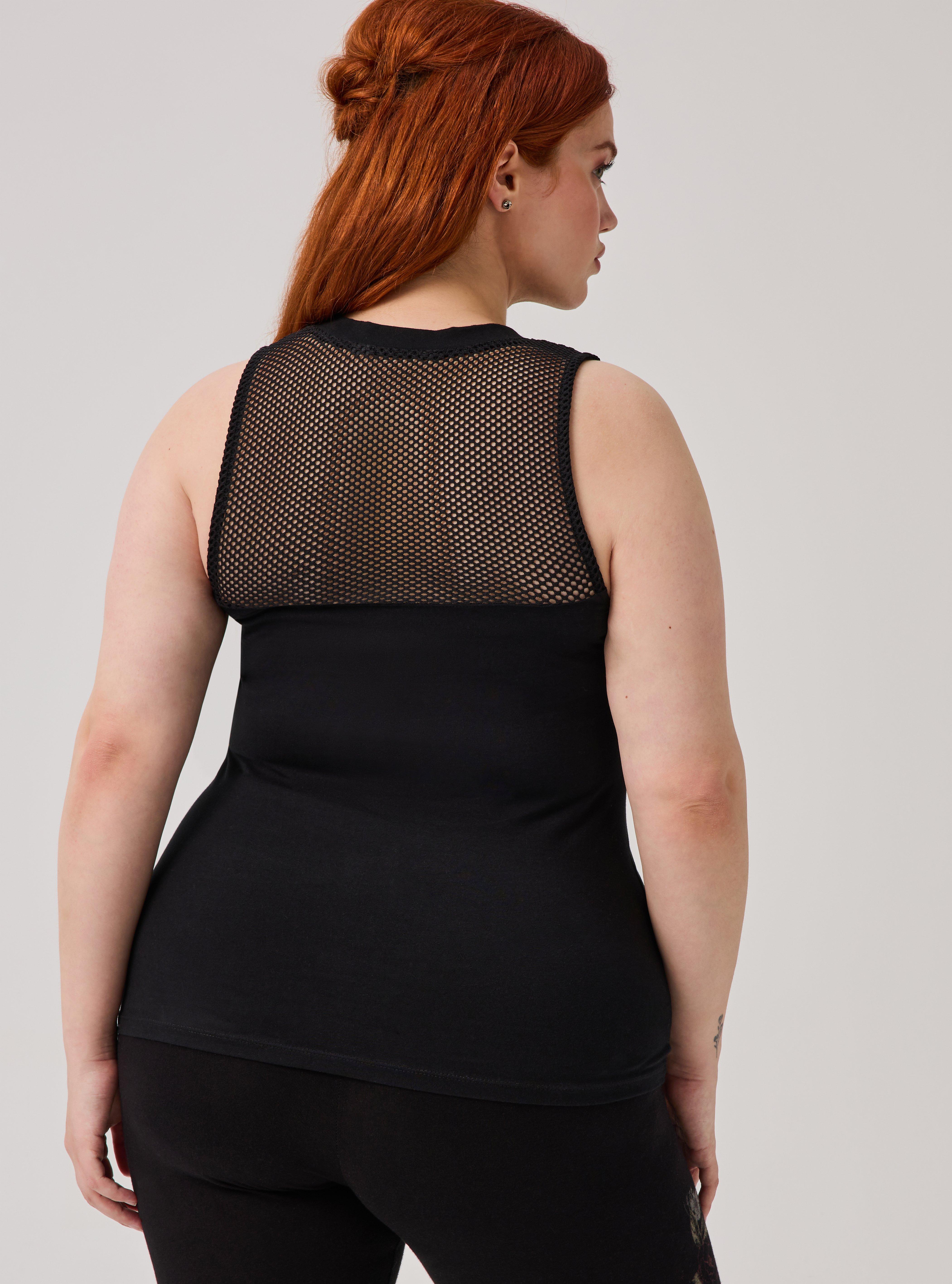 Nightfall Fishnet Detail Tank, DEEP BLACK, alternate