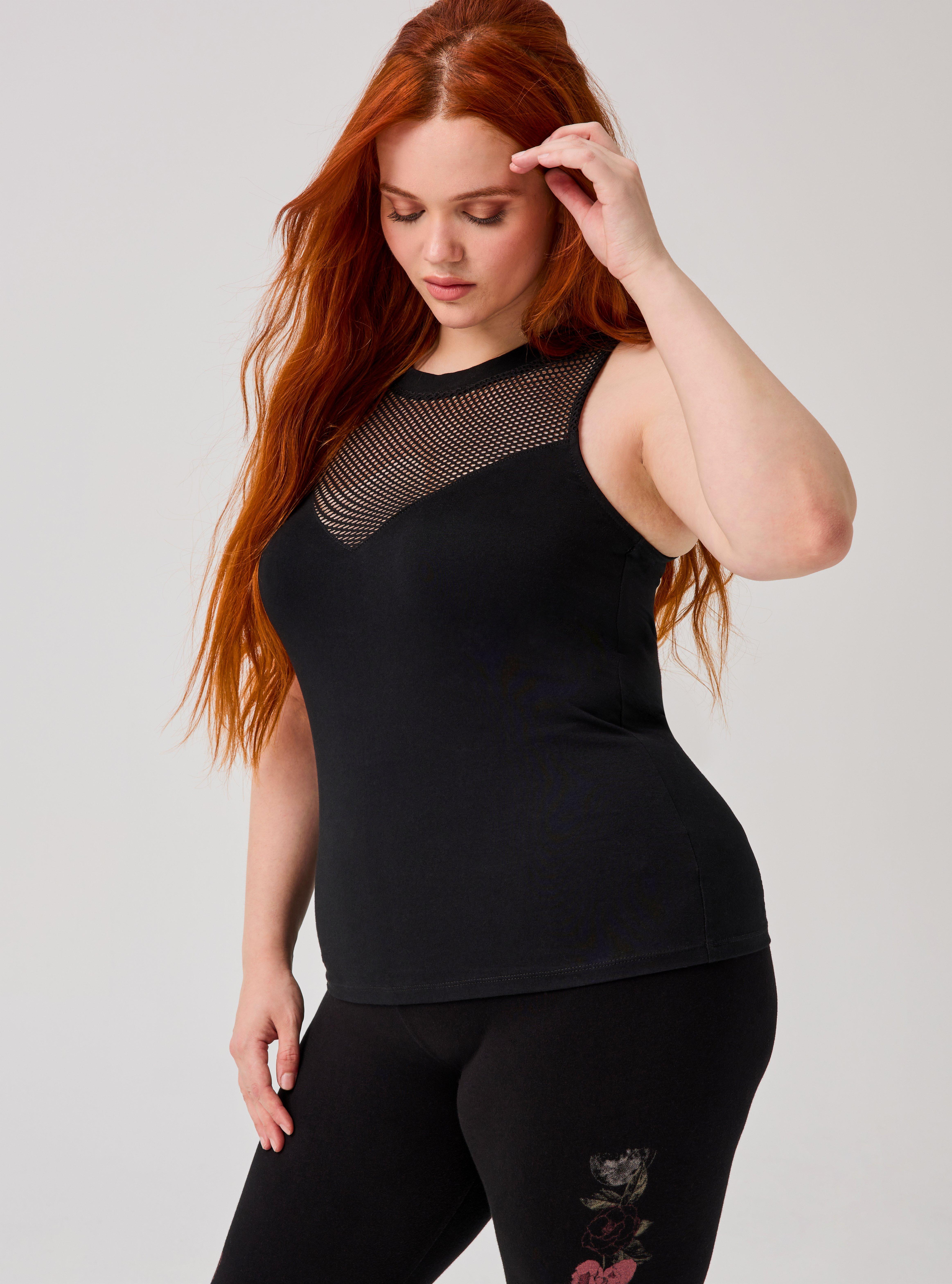 Nightfall Fishnet Detail Tank, DEEP BLACK, alternate