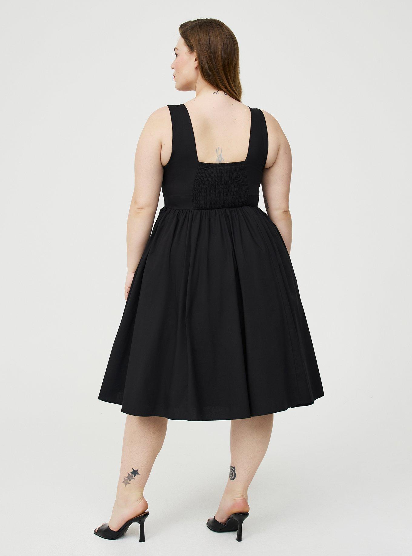 Retro Chic V-Neck Bow Dress, DEEP BLACK, alternate