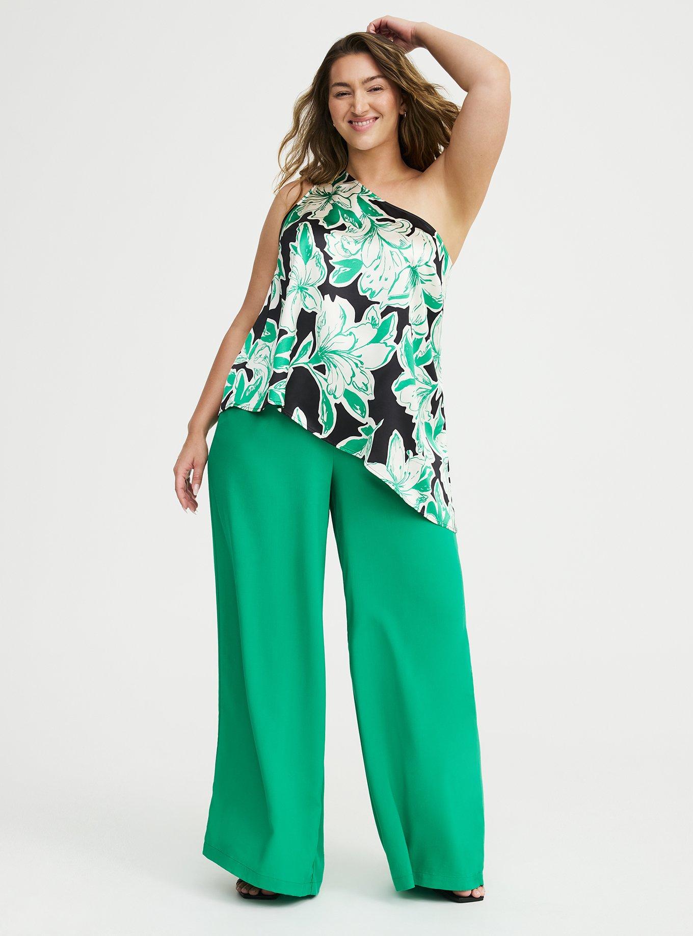 Satin One Shoulder Top, SKETCHED LILLIES FLORAL BLACK, alternate