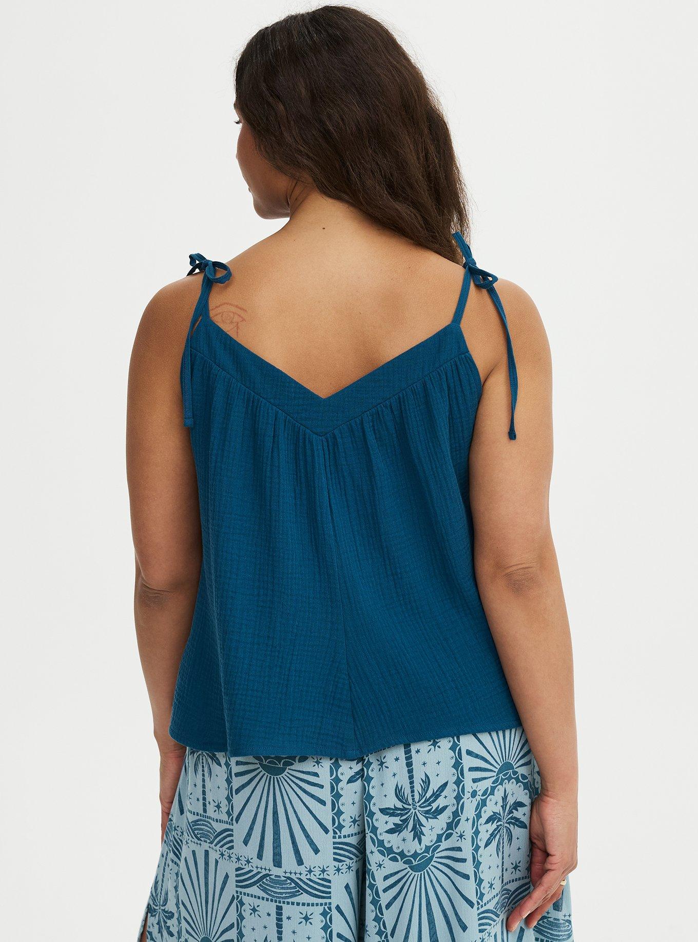 Gauze Tie Strap Cami, LEGION BLUE, alternate