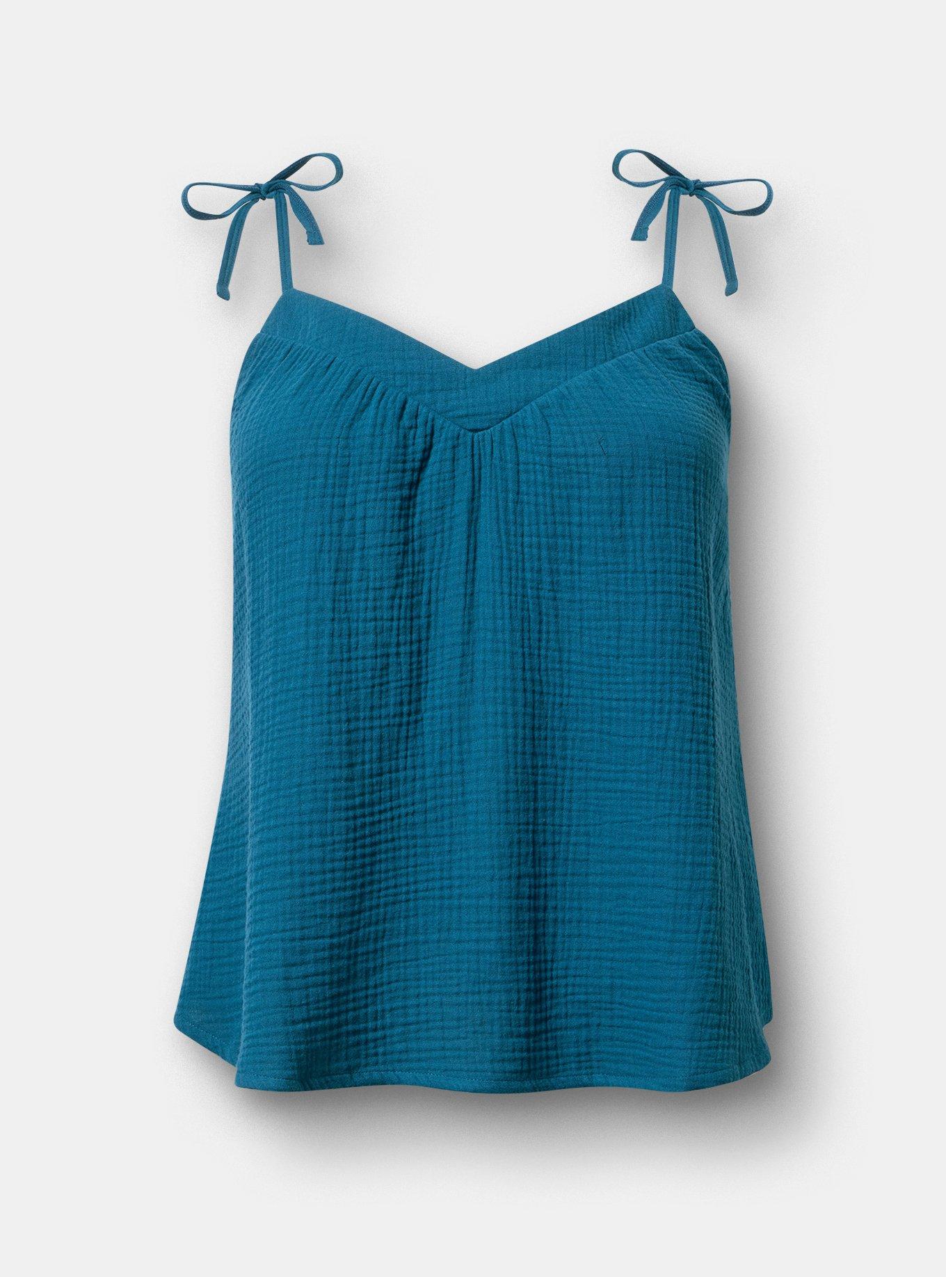 Gauze Tie Strap Cami, LEGION BLUE, hi-res