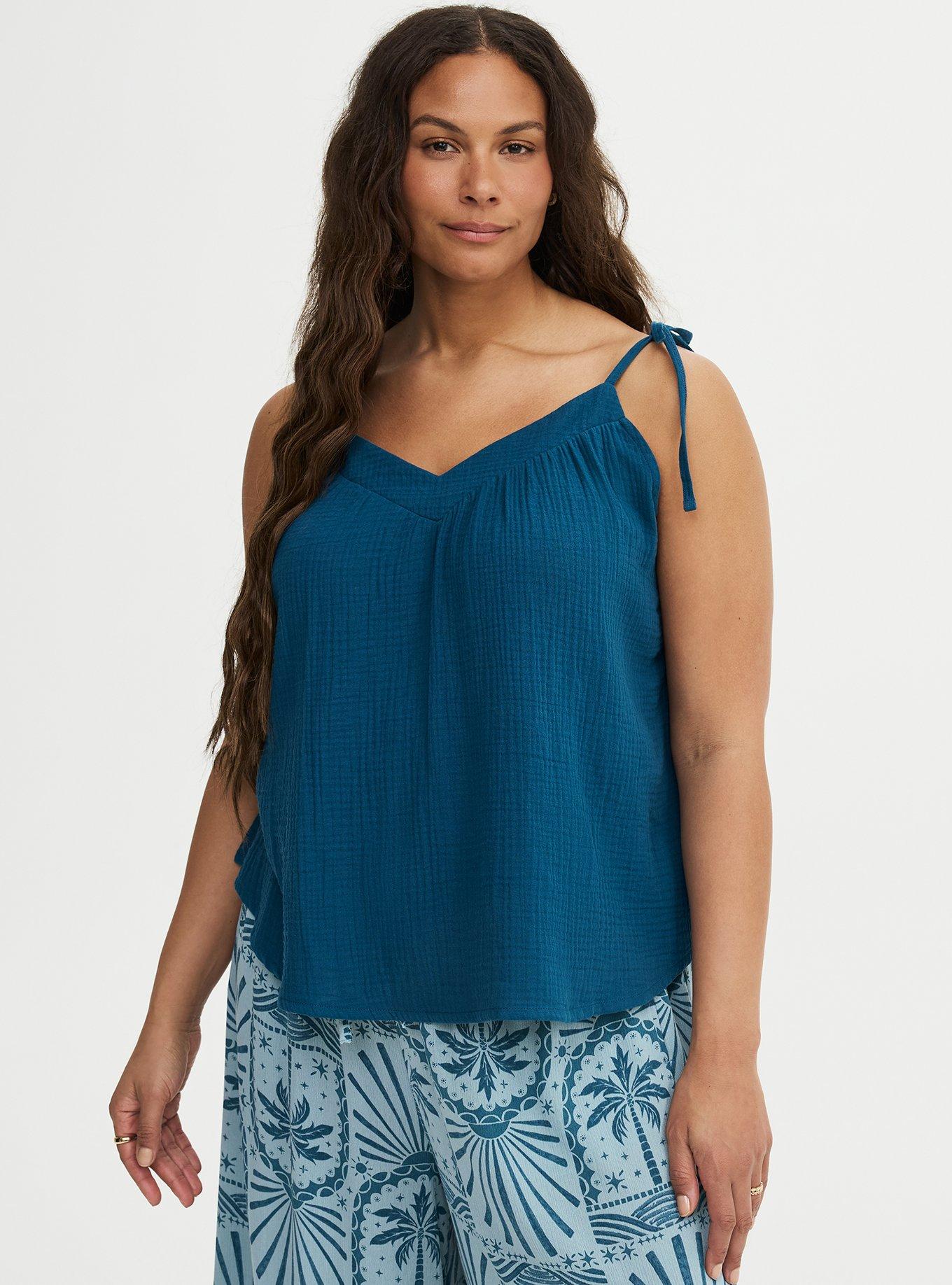 Gauze Tie Strap Cami, LEGION BLUE, hi-res