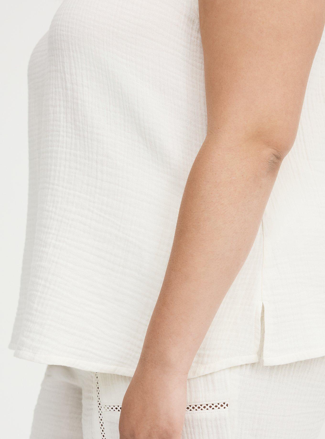 Gauze Tie Strap Cami, WHISPER WHITE, alternate