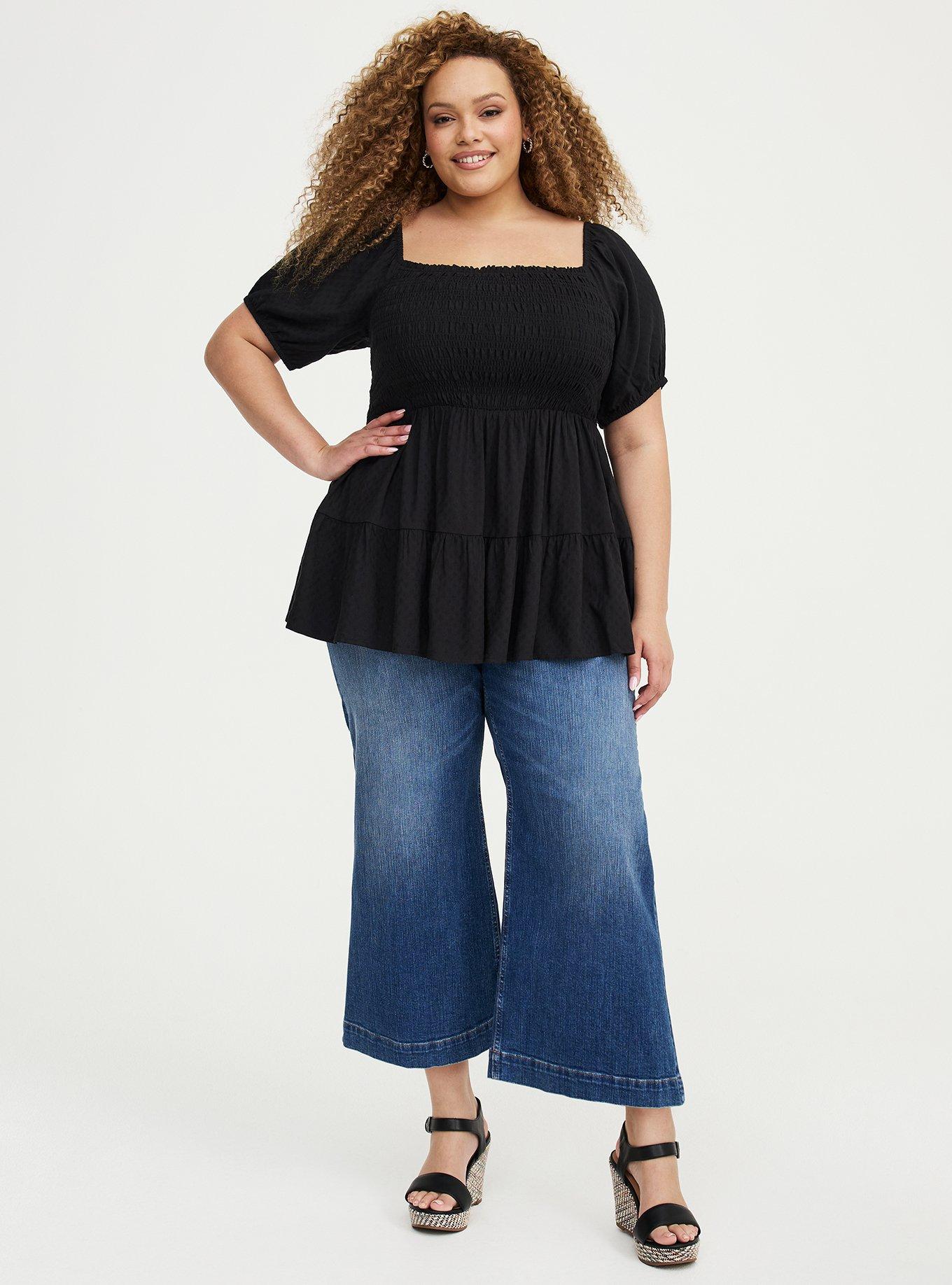 Challis Smocked Babydoll, DEEP BLACK, alternate