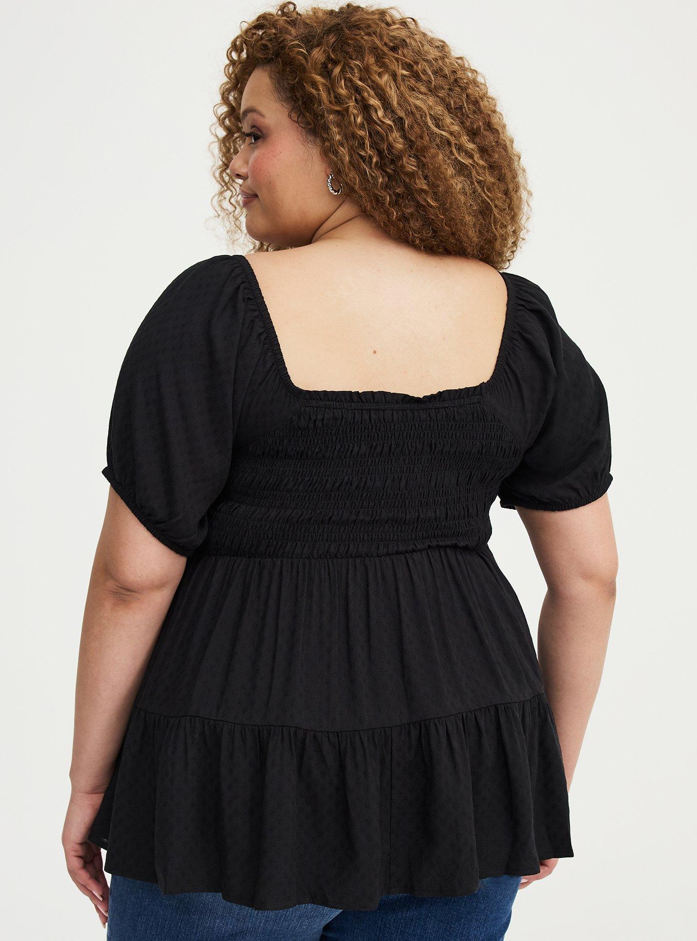 Challis Smocked Babydoll, DEEP BLACK, alternate