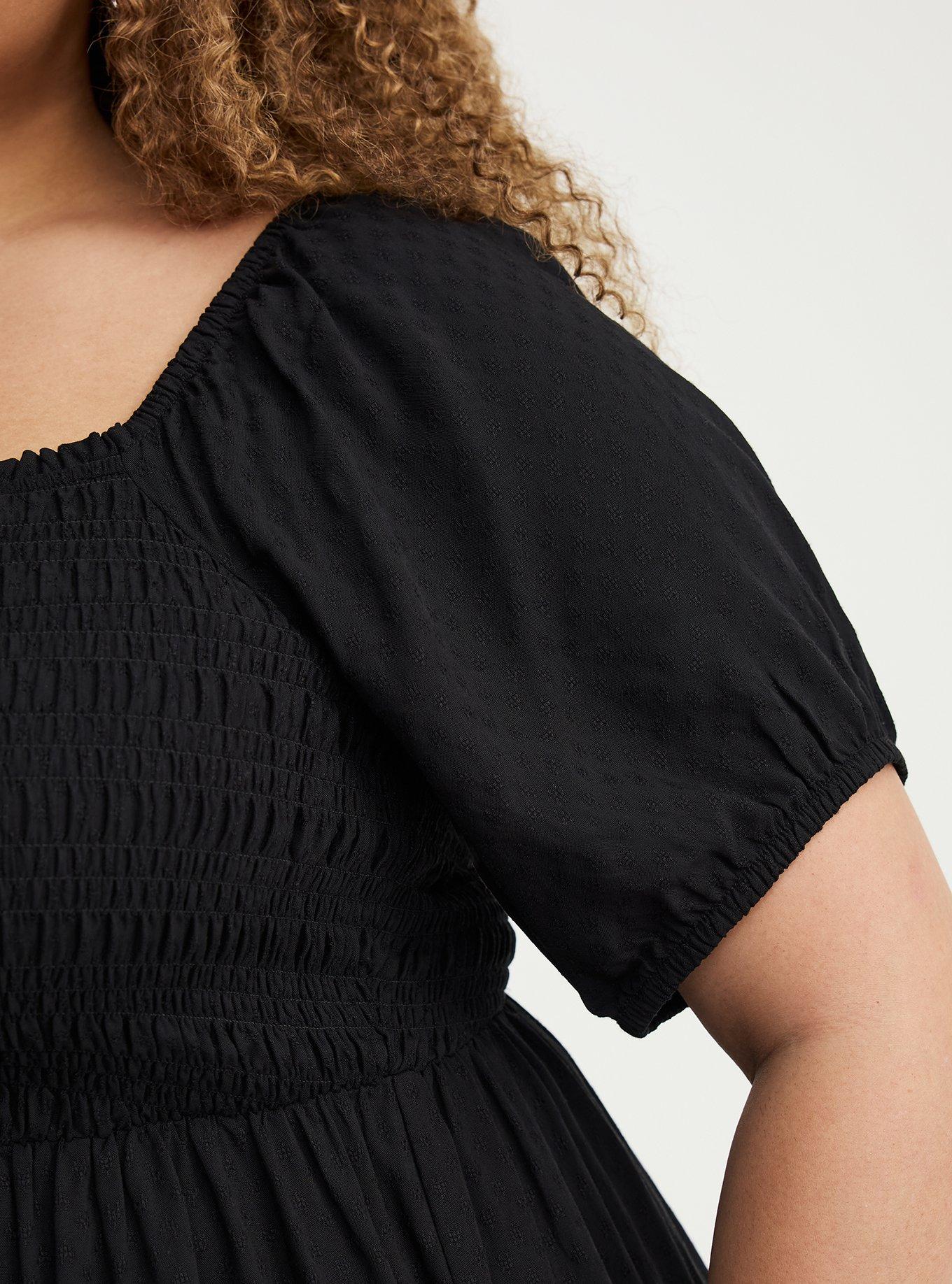 Challis Smocked Babydoll, DEEP BLACK, alternate