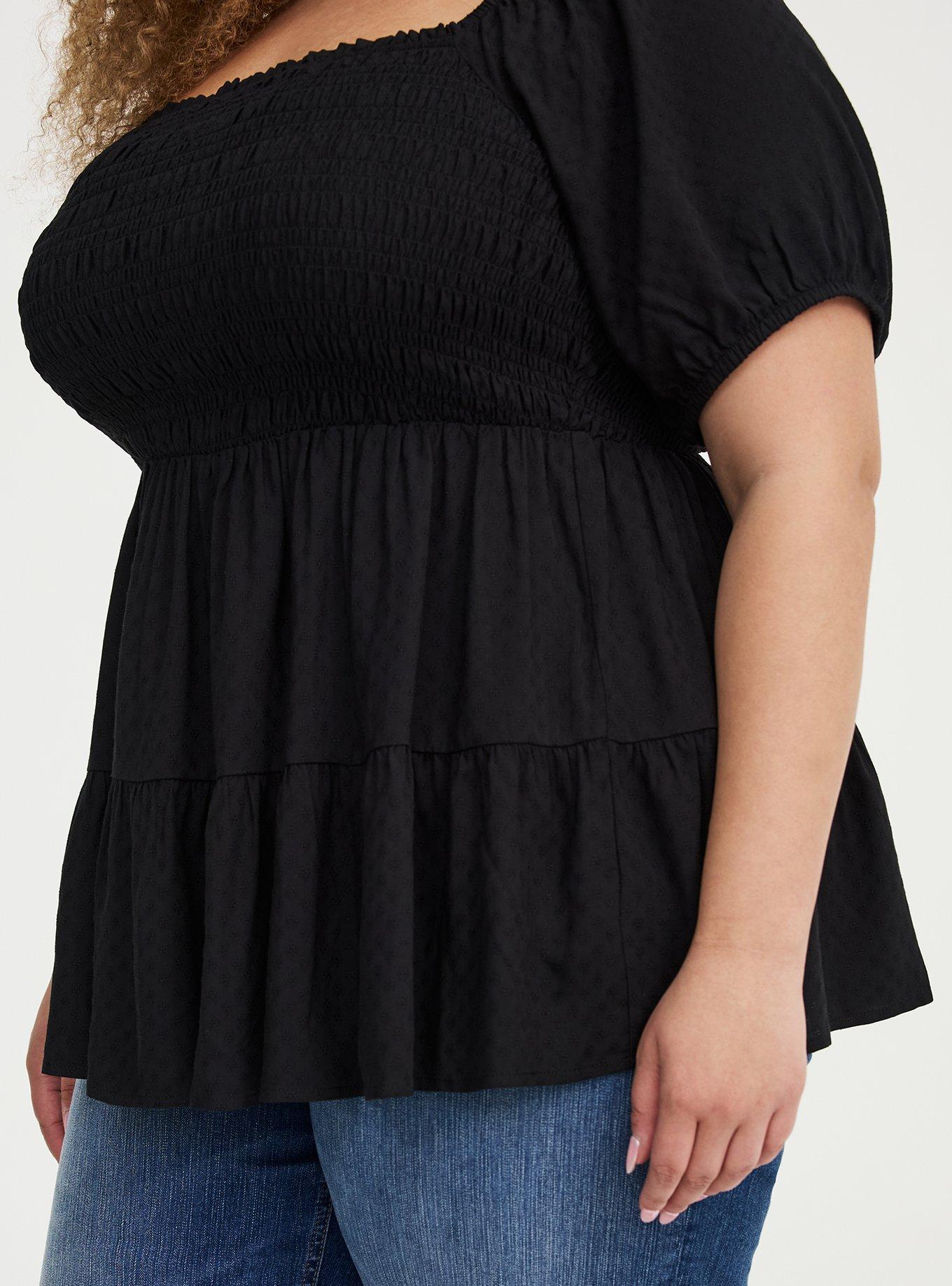 Challis Smocked Babydoll, DEEP BLACK, alternate