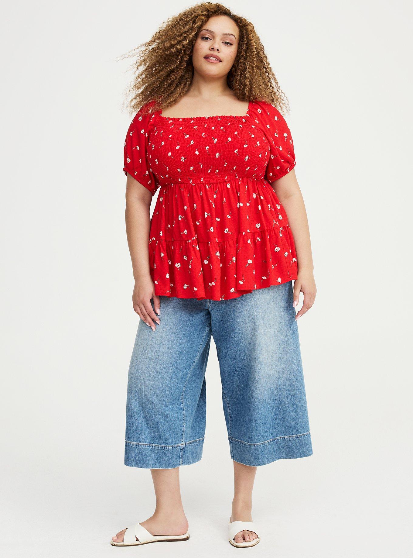 Challis Smocked Babydoll, DARA DAISIES FLORAL RED, alternate