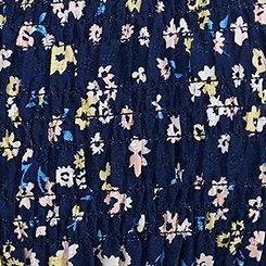 Challis Smocked Babydoll, TONIGHT FLORAL NAVY, swatch