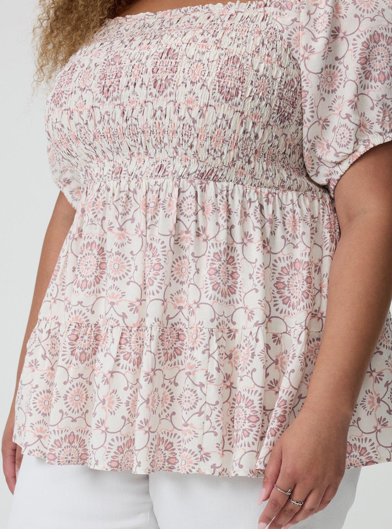 Challis Smocked Babydoll, NAVAGATION MEDALLION PINK, alternate