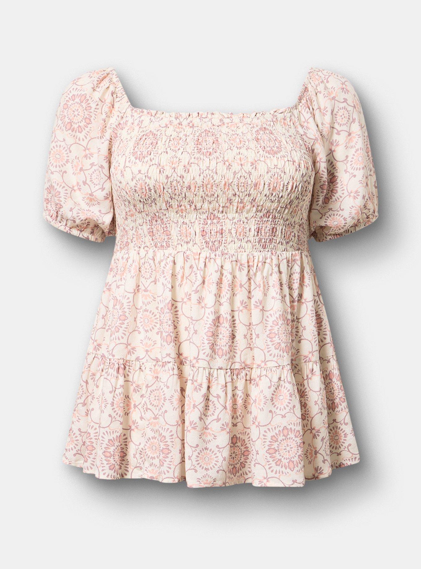 Challis Smocked Babydoll, NAVAGATION MEDALLION PINK, hi-res