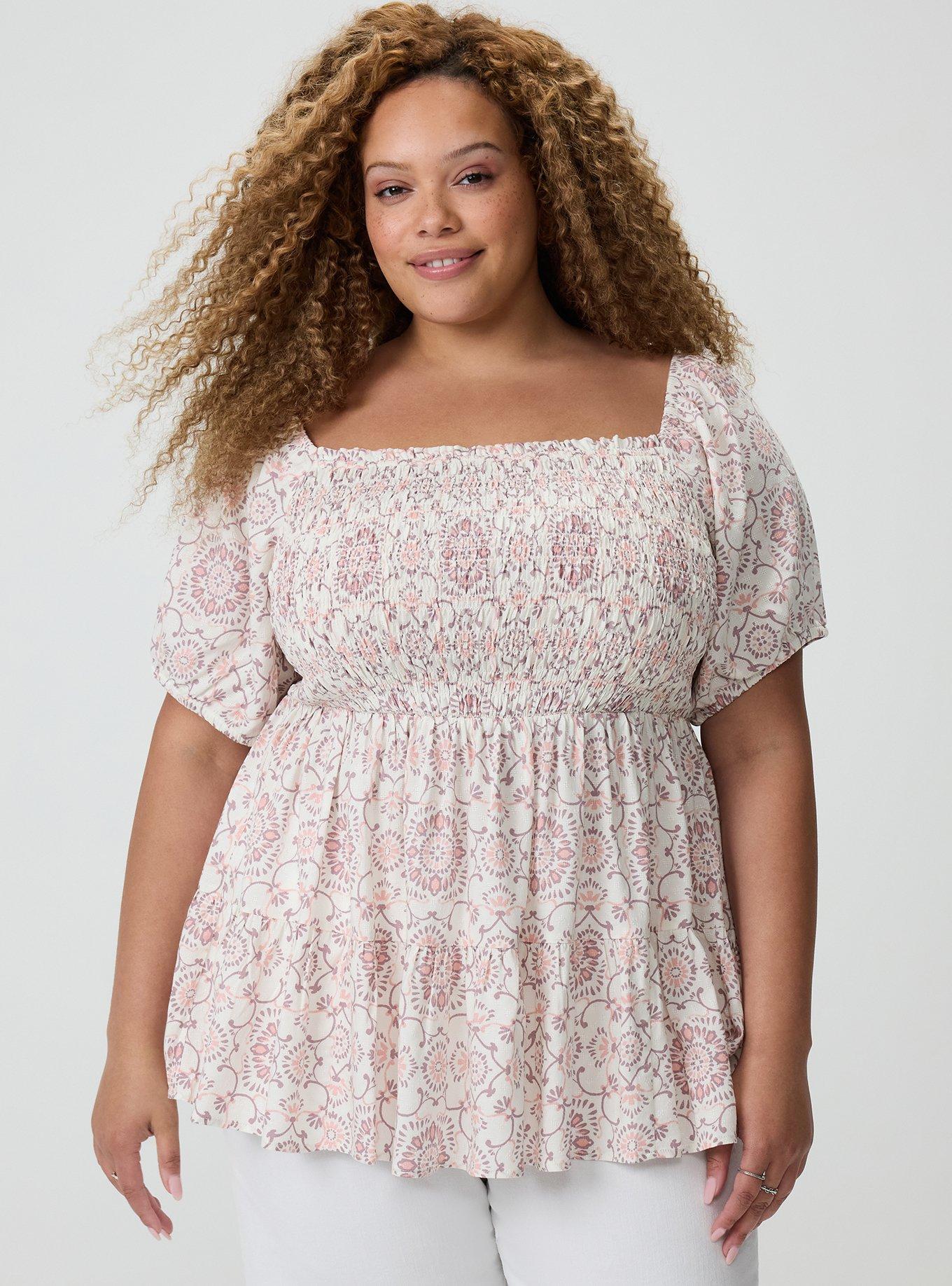 Challis Smocked Babydoll, NAVAGATION MEDALLION PINK, hi-res