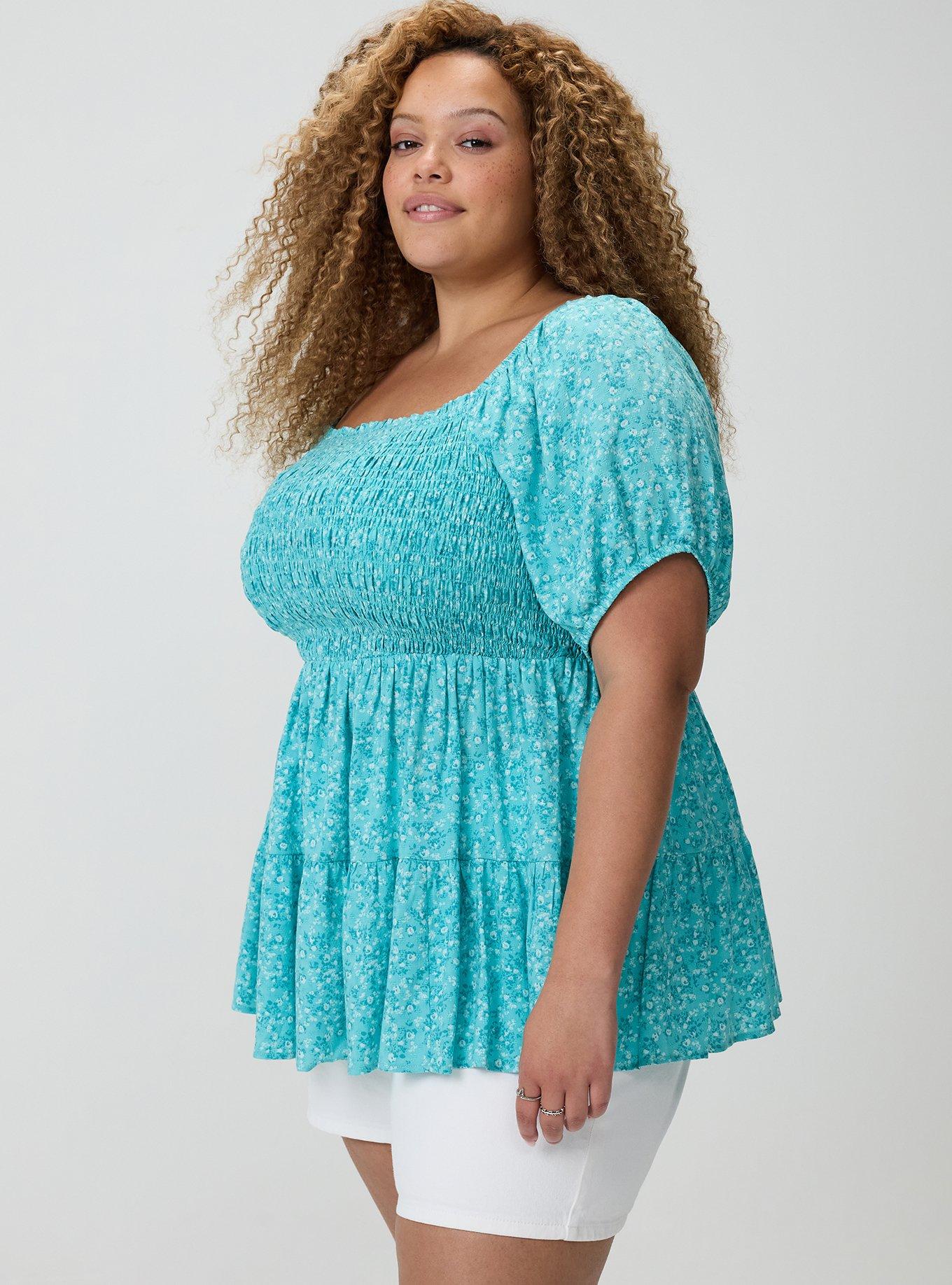 Challis Smocked Babydoll, PAINTED DITSY FLORAL BLUE, alternate