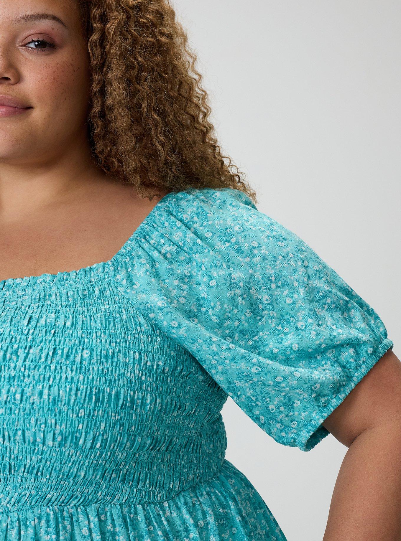 Challis Smocked Babydoll, PAINTED DITSY FLORAL BLUE, alternate