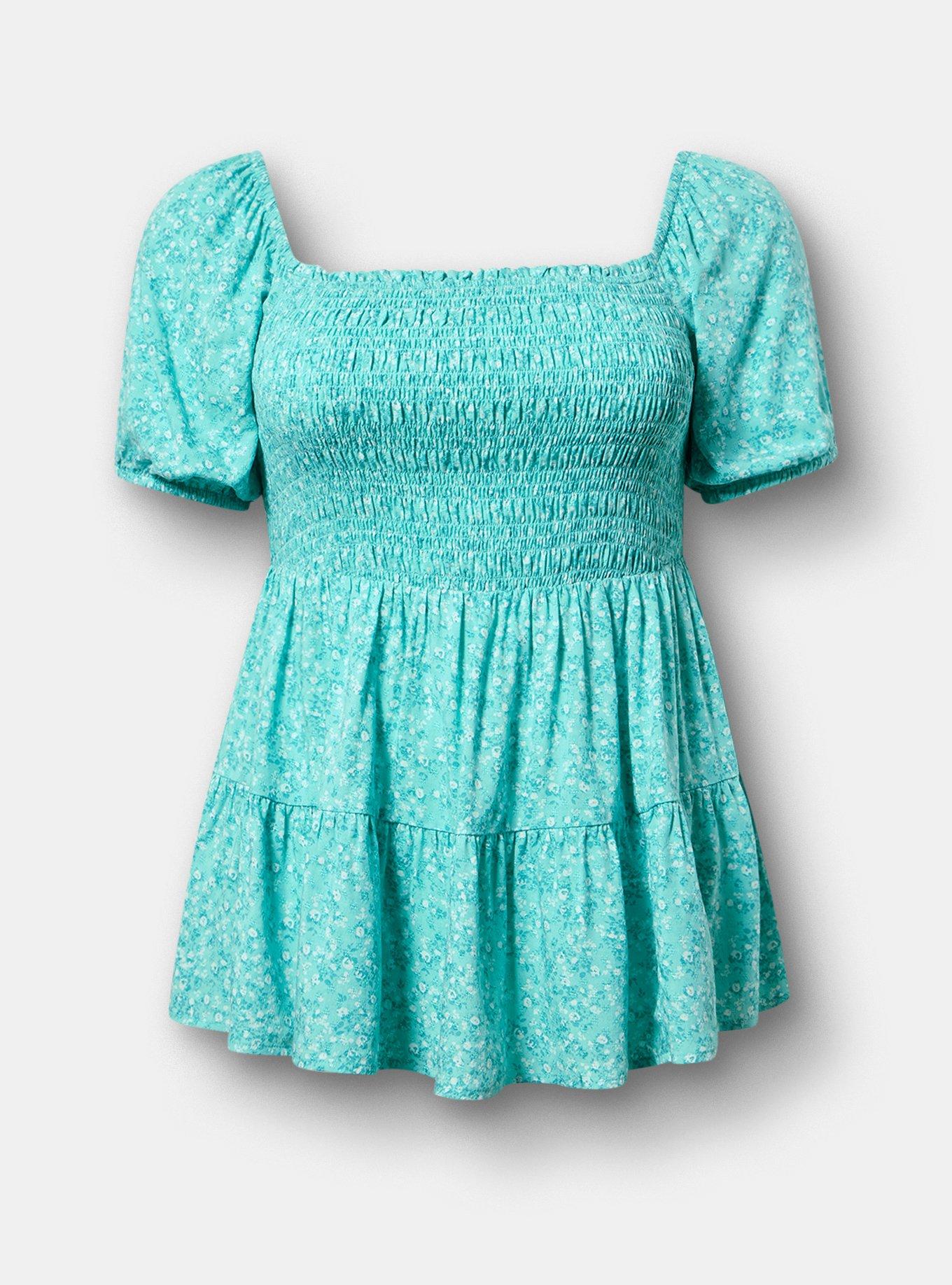 Challis Smocked Babydoll, PAINTED DITSY FLORAL BLUE, hi-res