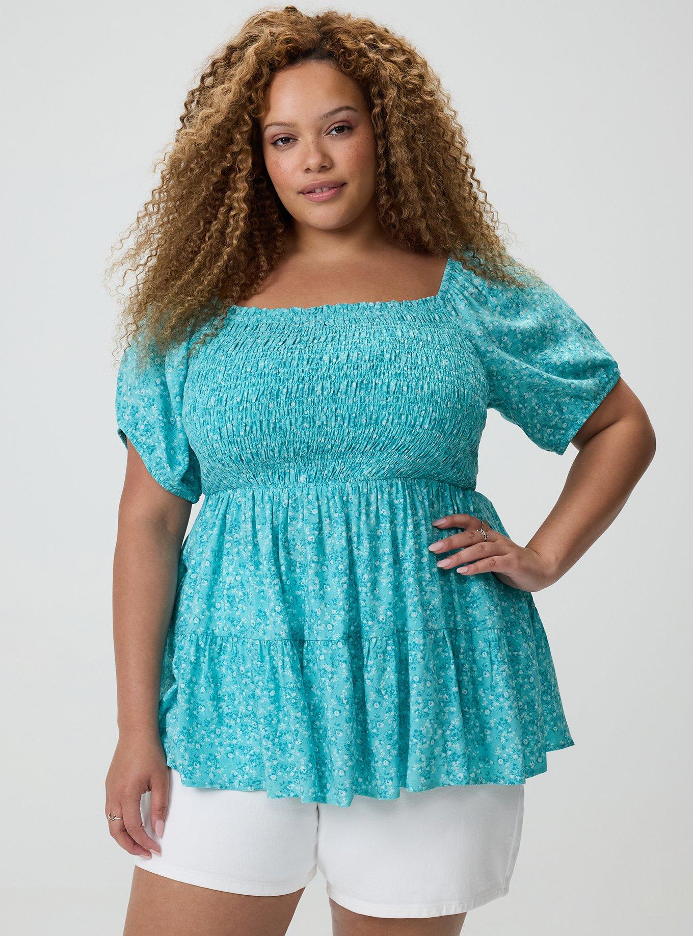 Challis Smocked Babydoll, PAINTED DITSY FLORAL BLUE, hi-res