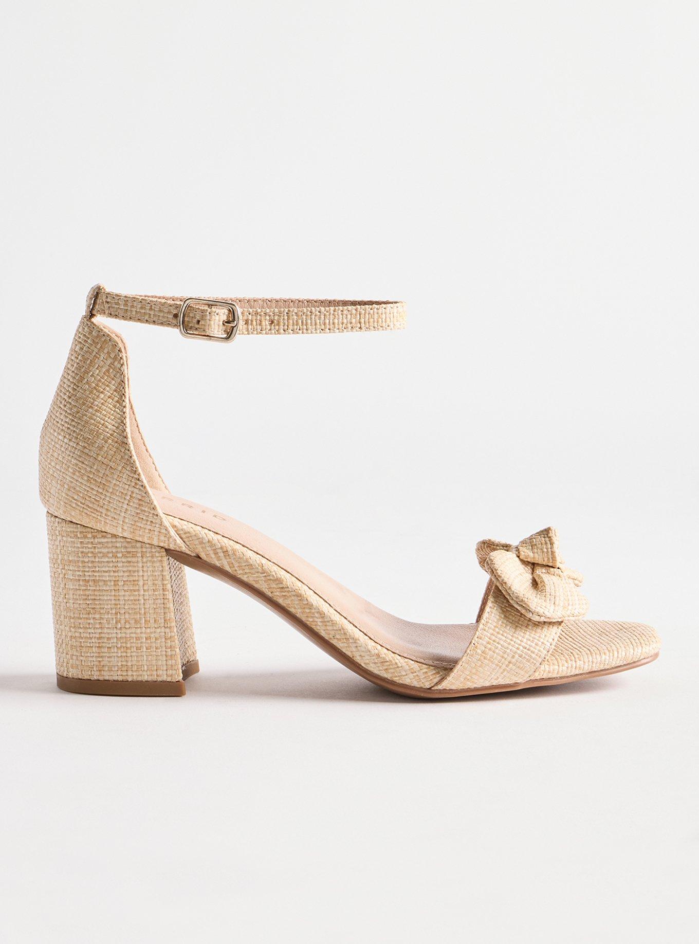 Two Piece Bow Block Heel  (WW), NATURAL, alternate