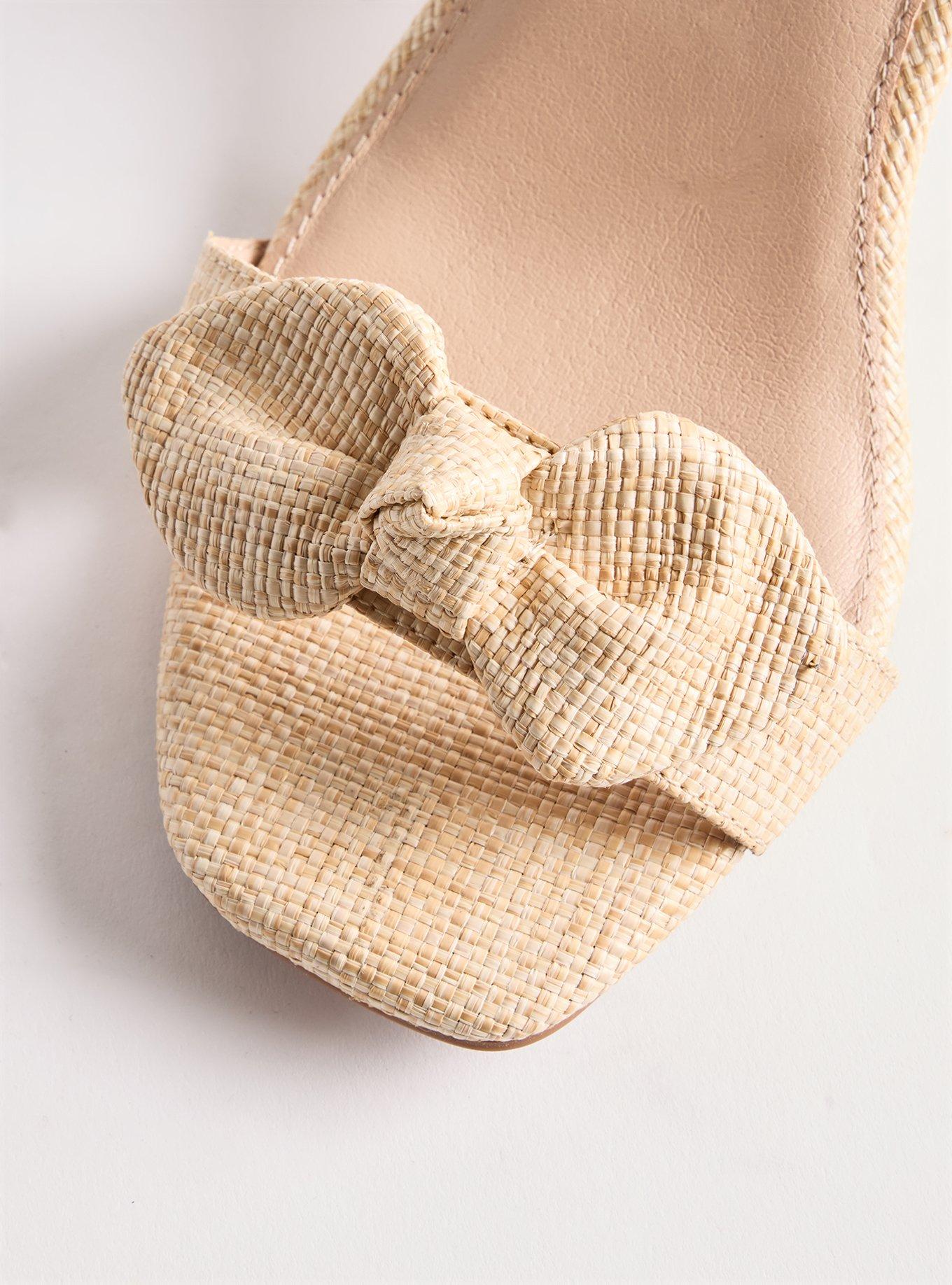 Two Piece Bow Block Heel  (WW), NATURAL, alternate