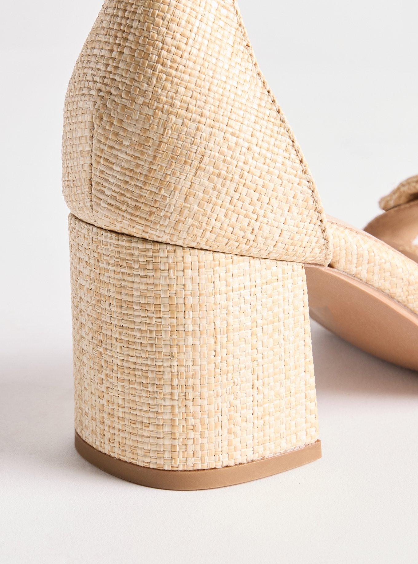 Two Piece Bow Block Heel  (WW), NATURAL, alternate