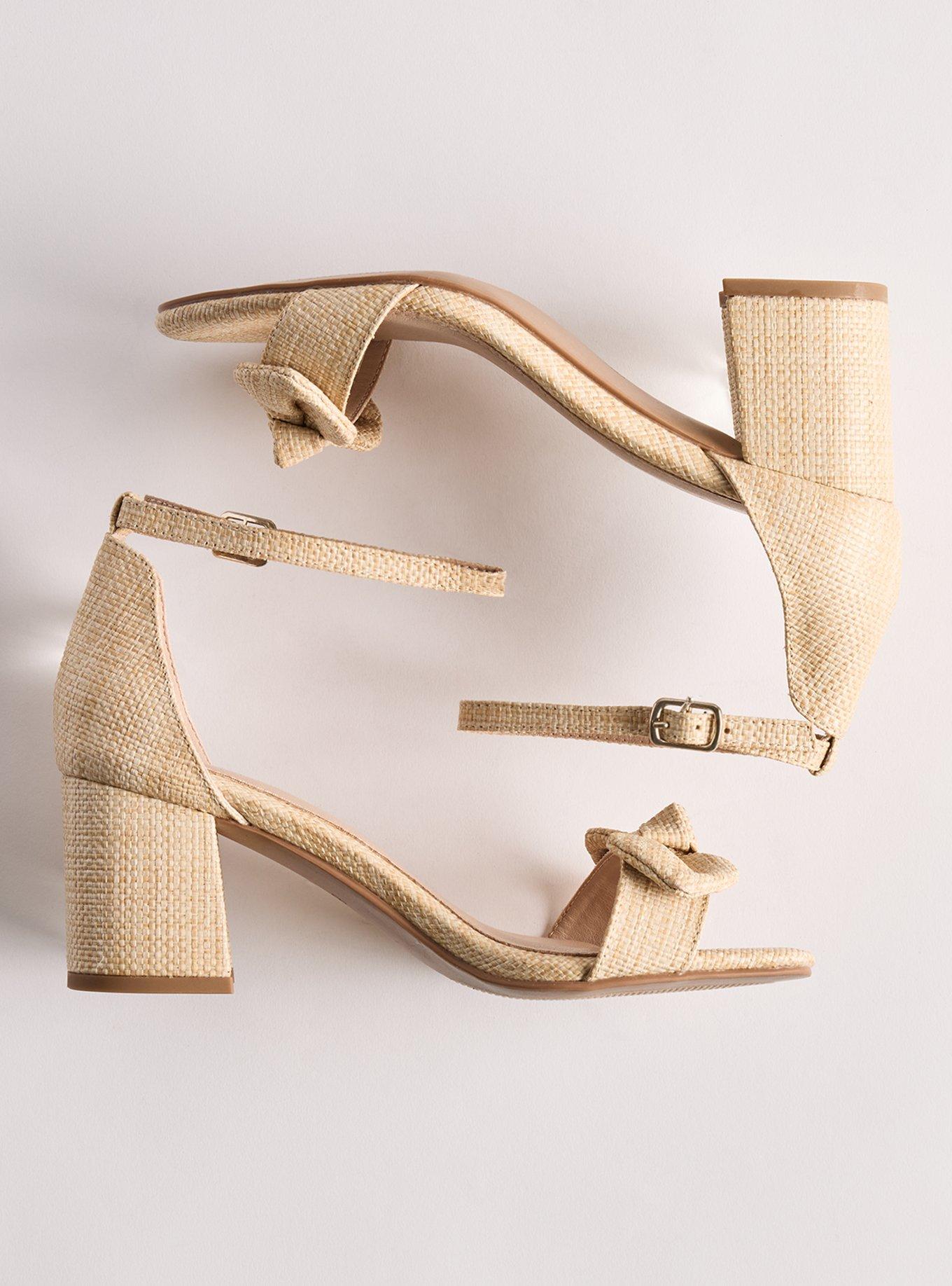 Two Piece Bow Block Heel  (WW), NATURAL, hi-res