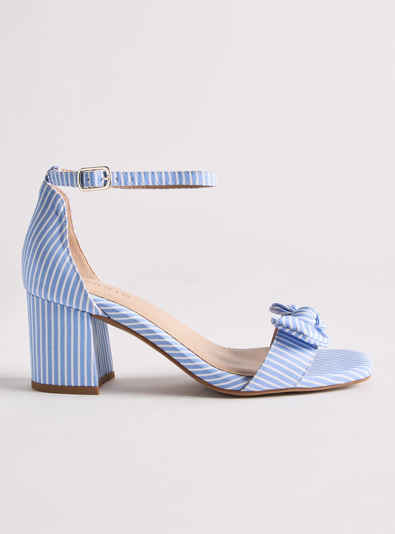 Two Piece Bow Block Heel  (WW), BLUE WHITE STRIPE, alternate