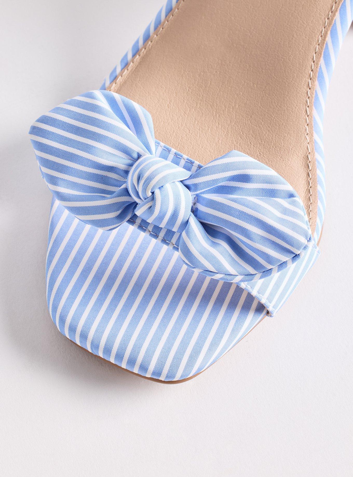 Two Piece Bow Block Heel  (WW), BLUE WHITE STRIPE, alternate