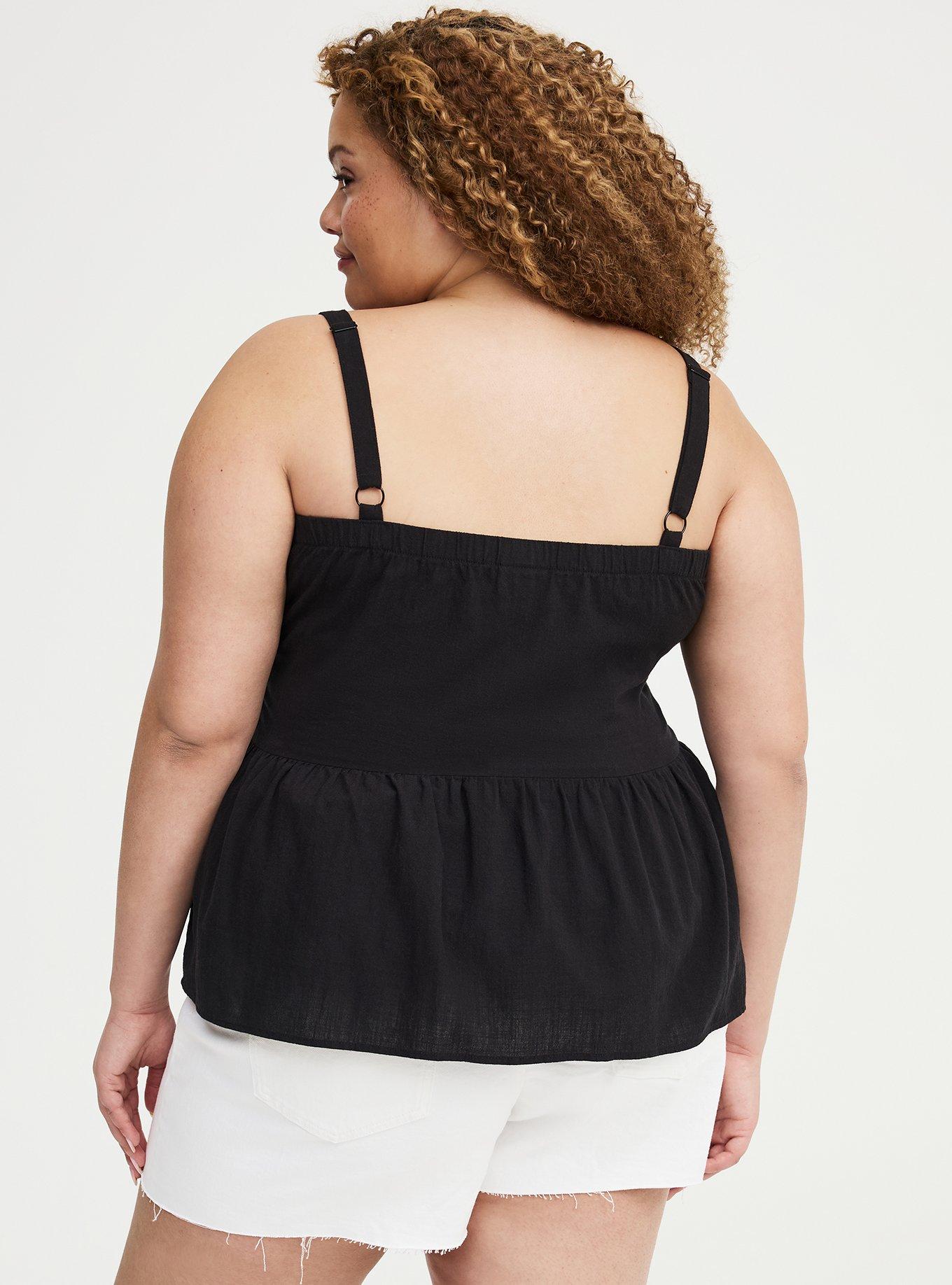 Cotton Button Front Cami, DEEP BLACK, alternate