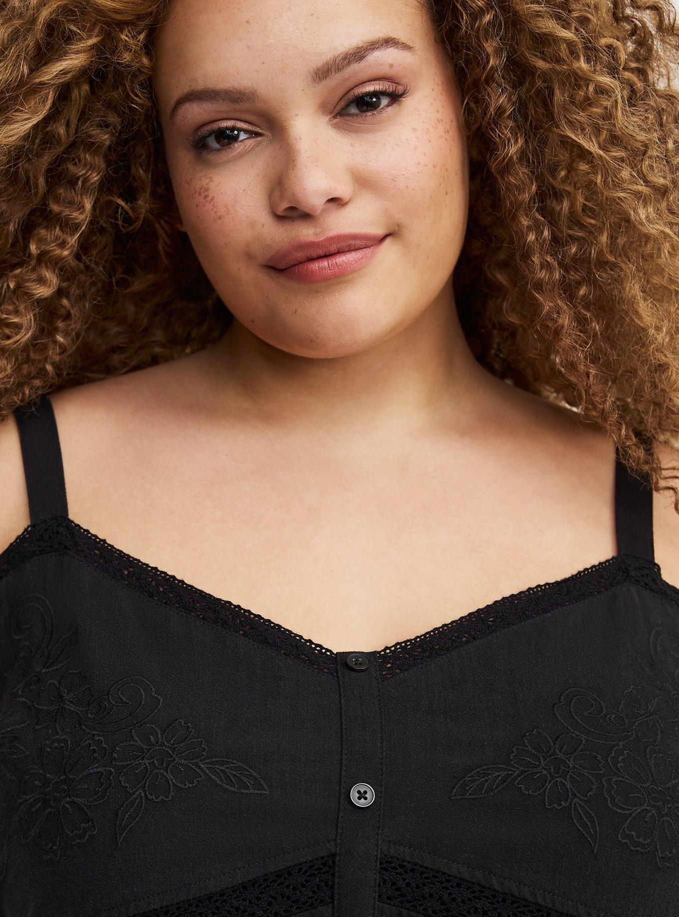 Cotton Button Front Cami, DEEP BLACK, alternate